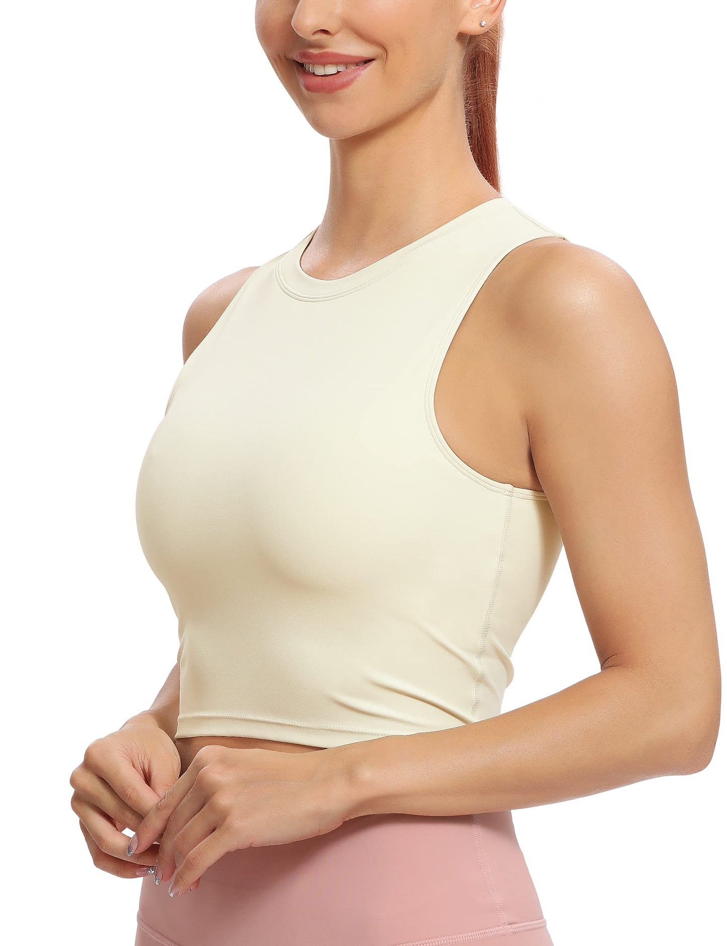 Natural Feelings Nudi Sports Bras for Women Removable Padded Yoga Tank Tops Sleeveless Fitness Workout Crop Tops
