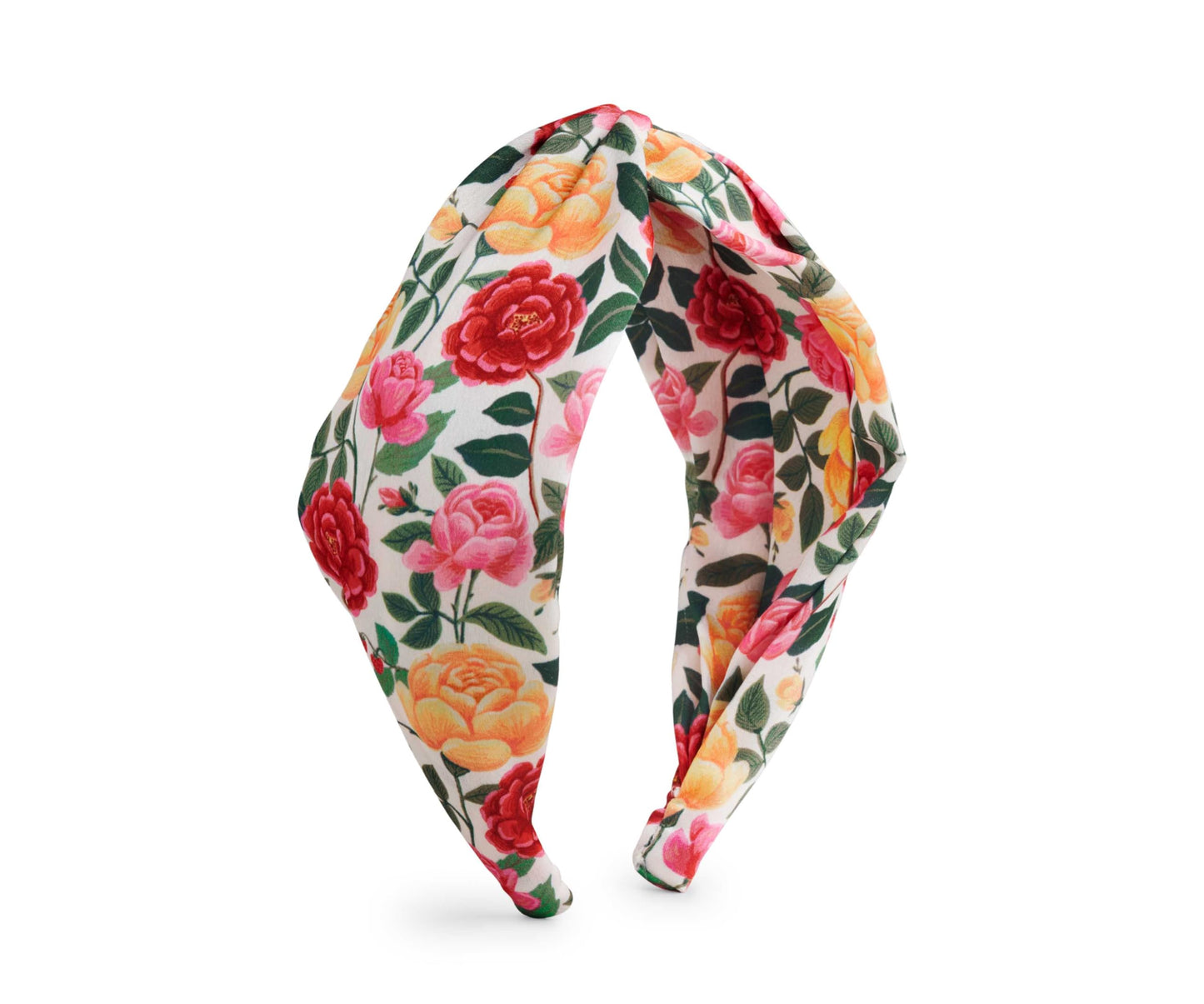 RIFLE PAPER CO. Garden Party Knotted Fabric Headband | Signature Bright Floral Pattern, Top Off Your Outfit. Covered Plastic Band Durable for Everyday Use (Gift for Mom, Teen, Girl)