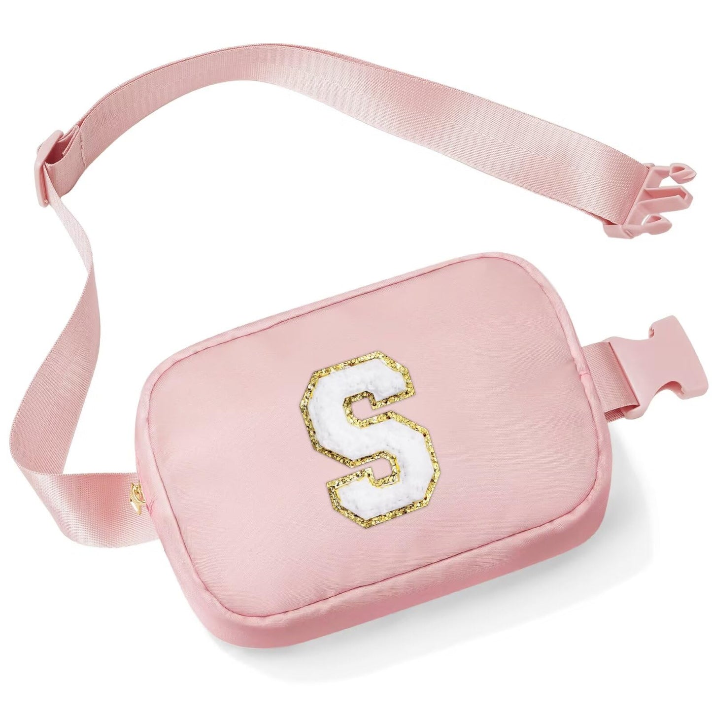 Initial Belt Bag - Crossbody Bags Women - Fanny Packs for Women Cross Body Bag White Small Waist Packs Travel Everywhere Belt Bag Monogram Crossbody Bag M