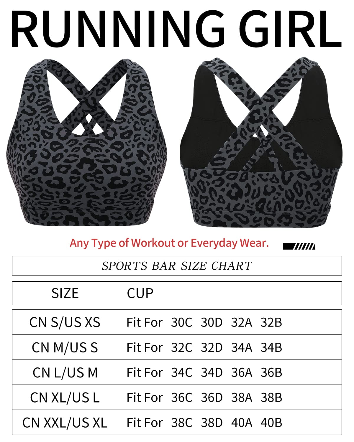 RUNNING GIRL Sports Bra for Women, Criss-Cross Back Padded Strappy Sports Bras Medium Support Yoga Bra with Removable Cups