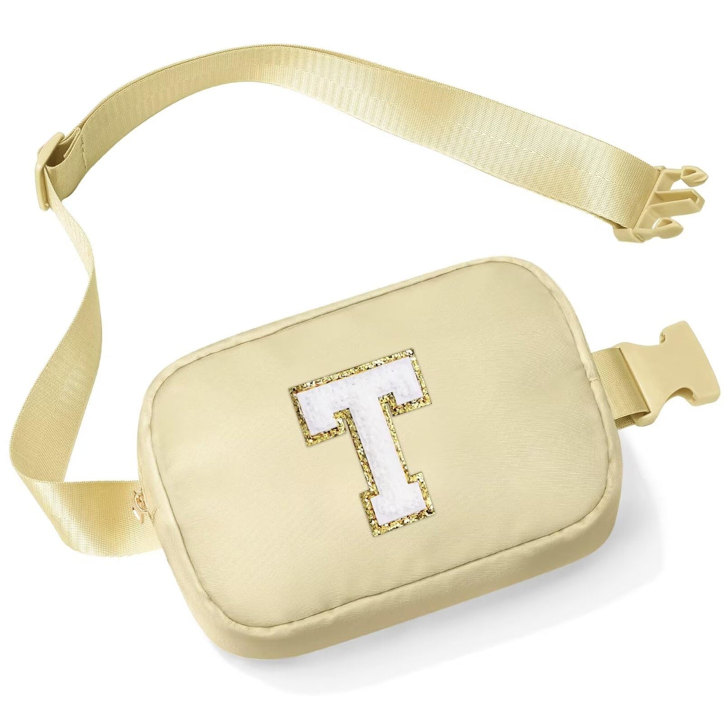 Initial Belt Bag - Crossbody Bags Women - Fanny Packs for Women Cross Body Bag White Small Waist Packs Travel Everywhere Belt Bag Monogram Crossbody Bag M