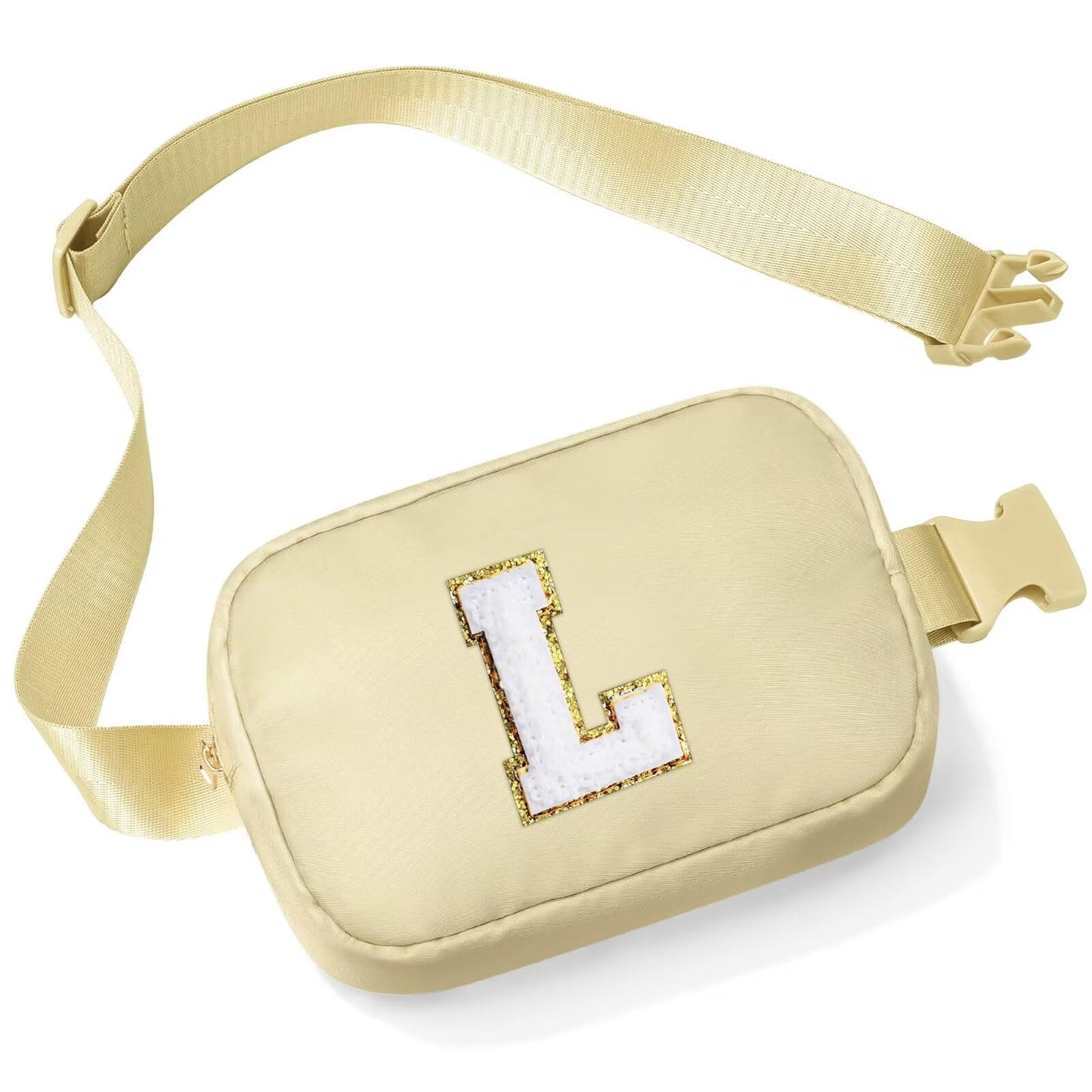 Initial Belt Bag - Crossbody Bags Women - Fanny Packs for Women Cross Body Bag White Small Waist Packs Travel Everywhere Belt Bag Monogram Crossbody Bag M