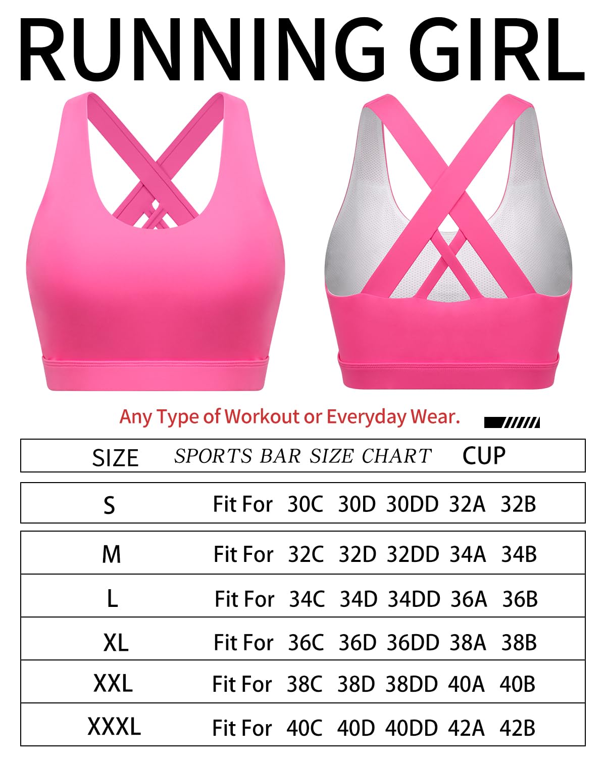 RUNNING GIRL Sports Bra for Women, Criss-Cross Back Padded Strappy Sports Bras Medium Support Yoga Bra with Removable Cups