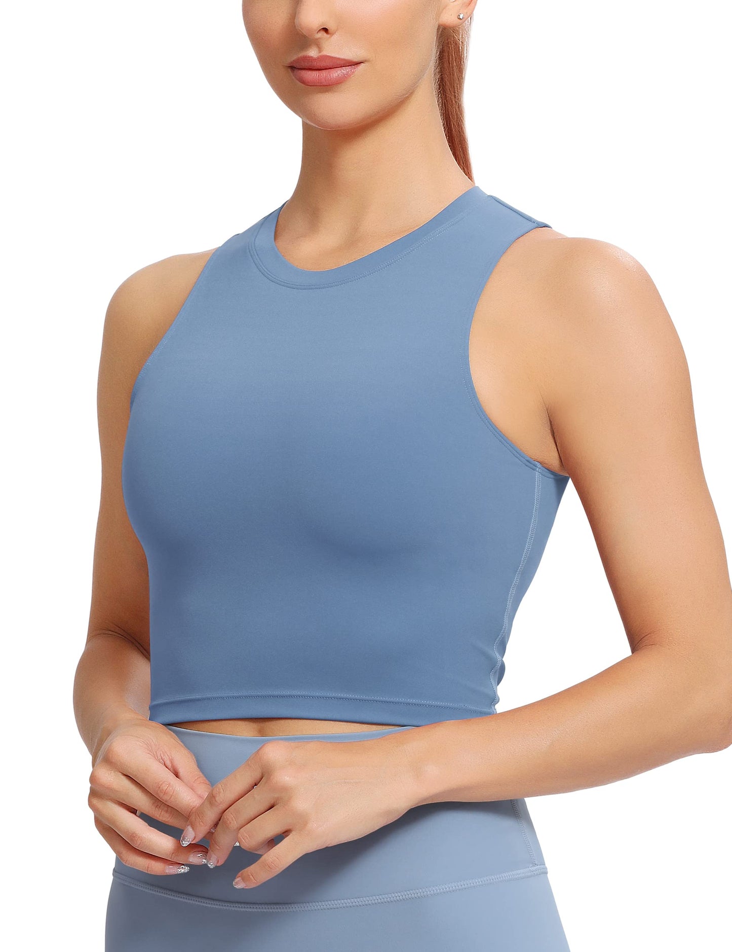 Natural Feelings Nudi Sports Bras for Women Removable Padded Yoga Tank Tops Sleeveless Fitness Workout Crop Tops