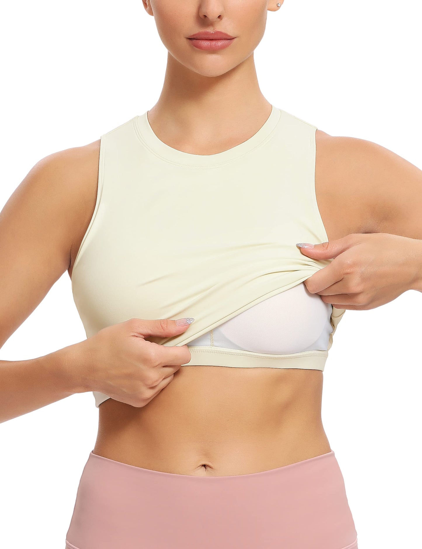 Natural Feelings Nudi Sports Bras for Women Removable Padded Yoga Tank Tops Sleeveless Fitness Workout Crop Tops