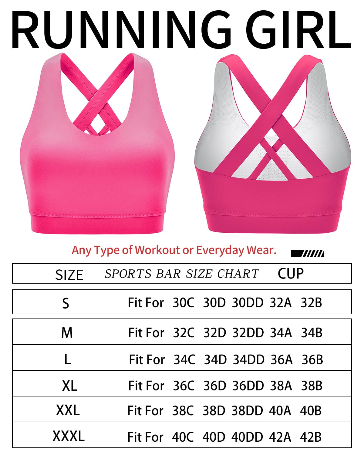 RUNNING GIRL Sports Bra for Women, Criss-Cross Back Padded Strappy Sports Bras Medium Support Yoga Bra with Removable Cups