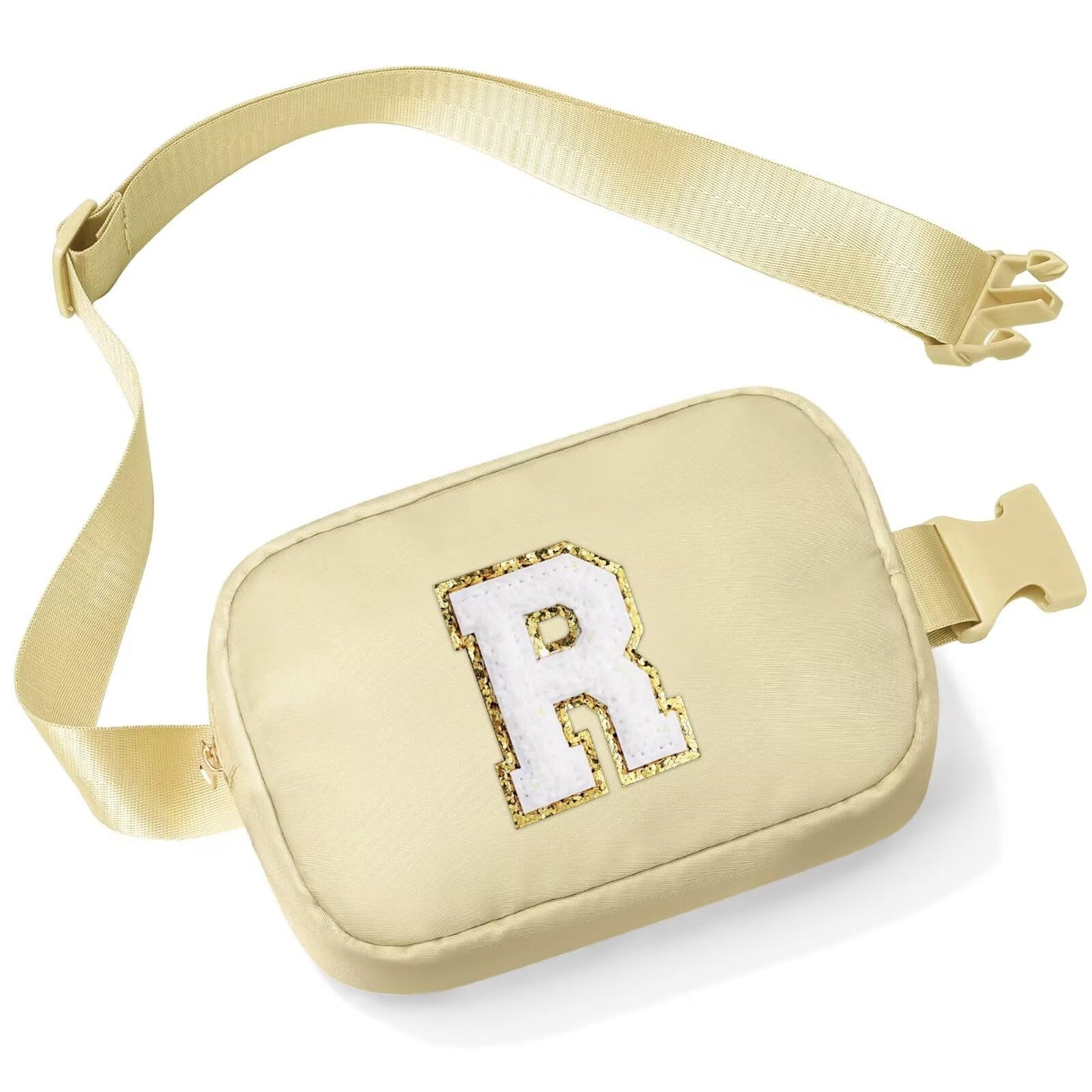 Initial Belt Bag - Crossbody Bags Women - Fanny Packs for Women Cross Body Bag White Small Waist Packs Travel Everywhere Belt Bag Monogram Crossbody Bag M