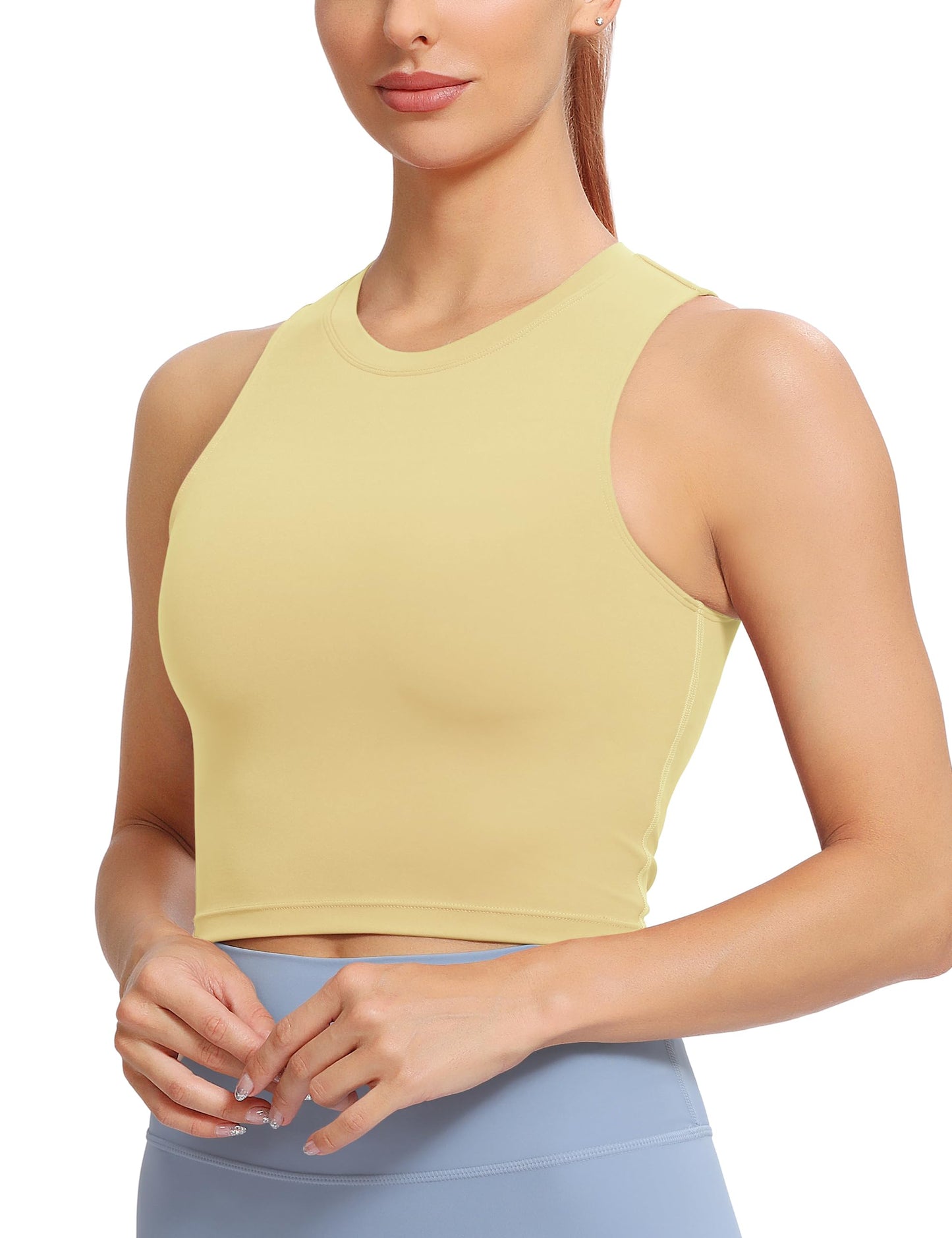 Natural Feelings Nudi Sports Bras for Women Removable Padded Yoga Tank Tops Sleeveless Fitness Workout Crop Tops