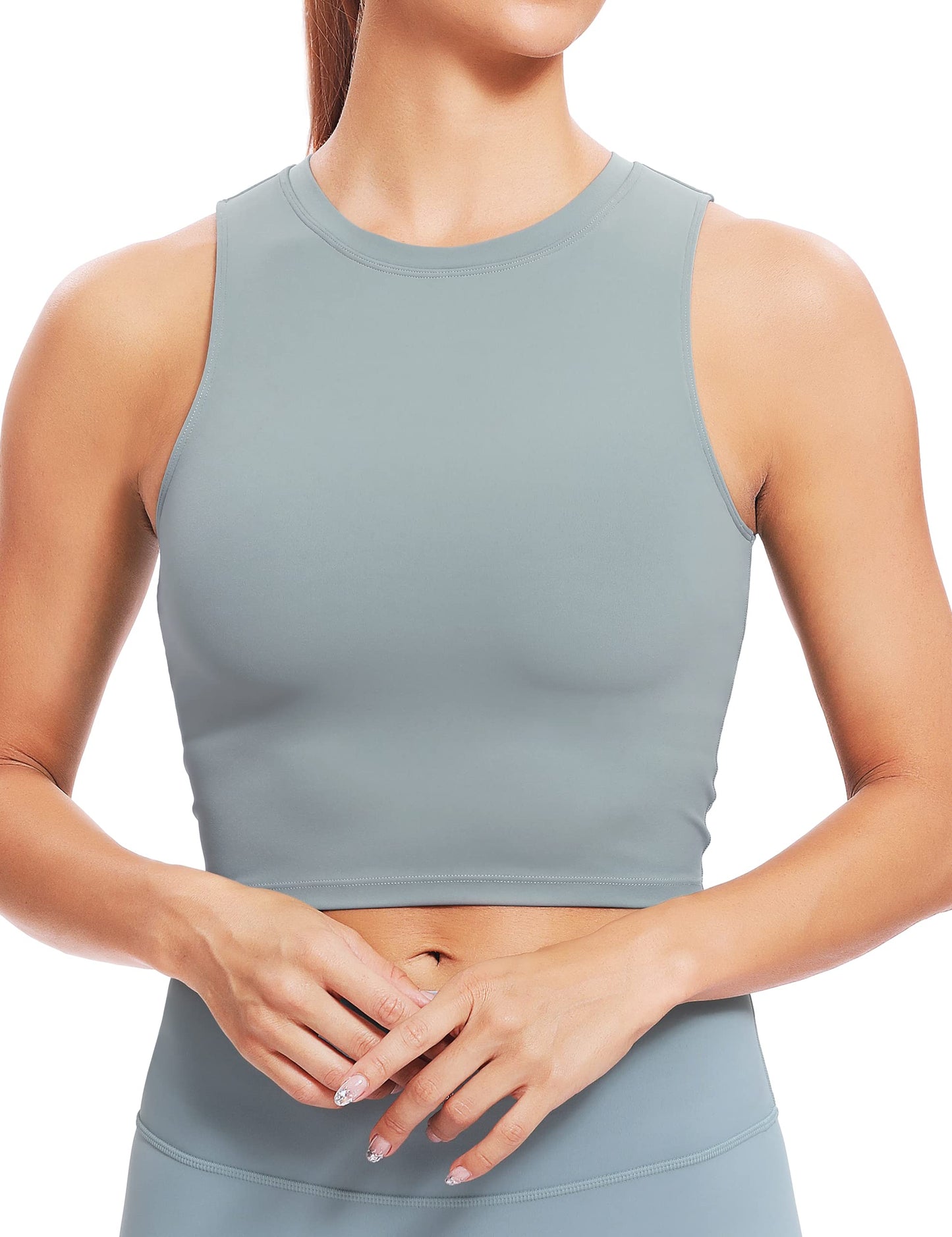 Natural Feelings Nudi Sports Bras for Women Removable Padded Yoga Tank Tops Sleeveless Fitness Workout Crop Tops