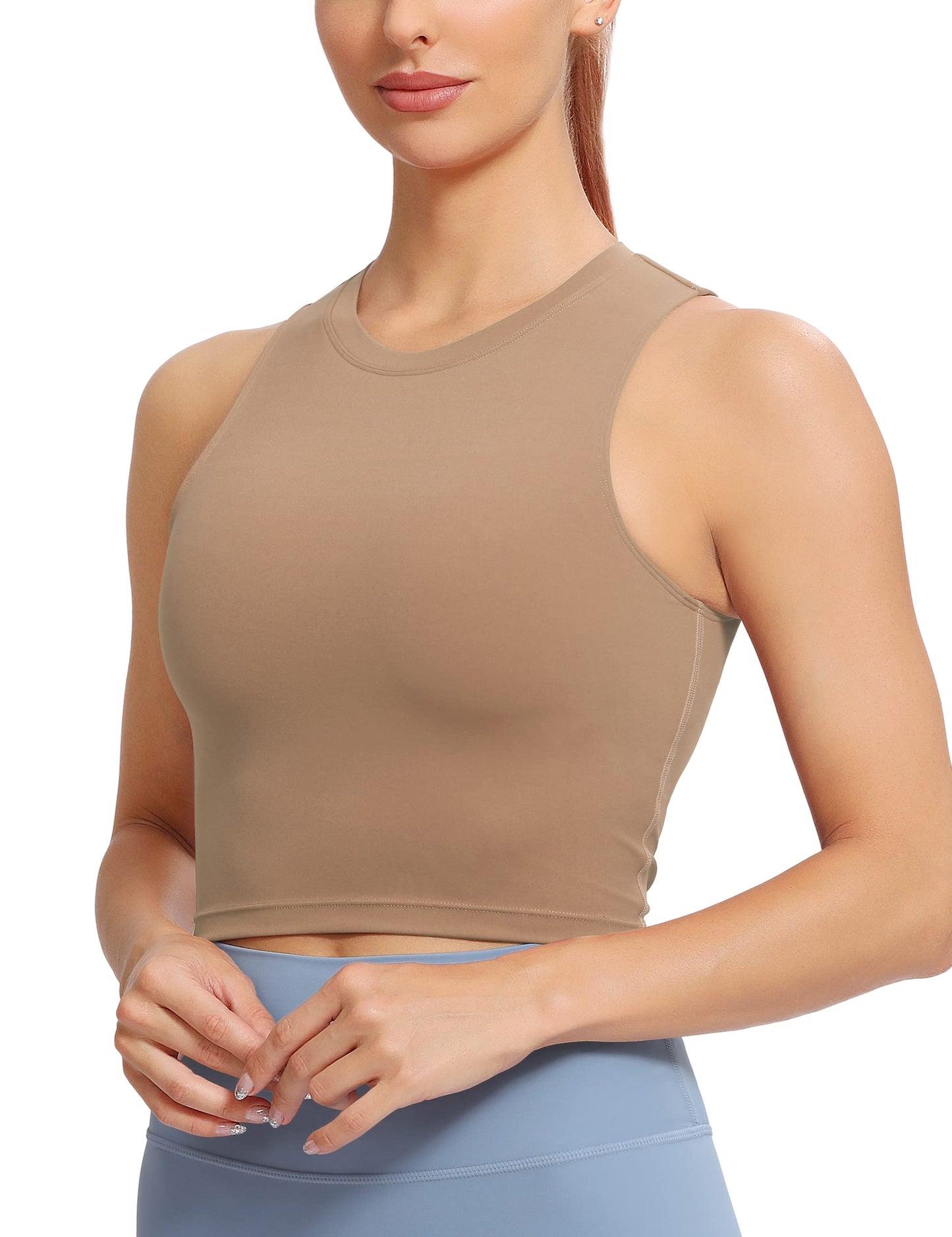 Natural Feelings Nudi Sports Bras for Women Removable Padded Yoga Tank Tops Sleeveless Fitness Workout Crop Tops