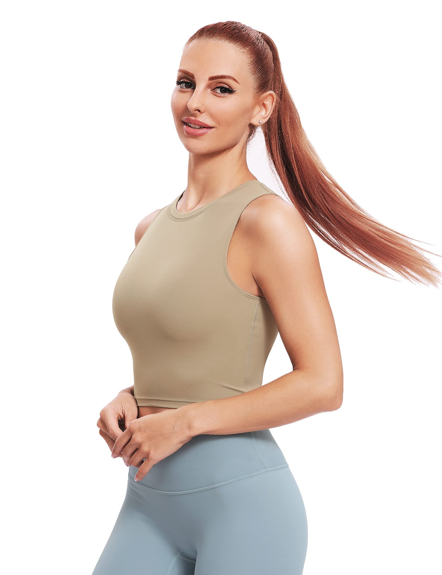 Natural Feelings Nudi Sports Bras for Women Removable Padded Yoga Tank Tops Sleeveless Fitness Workout Crop Tops