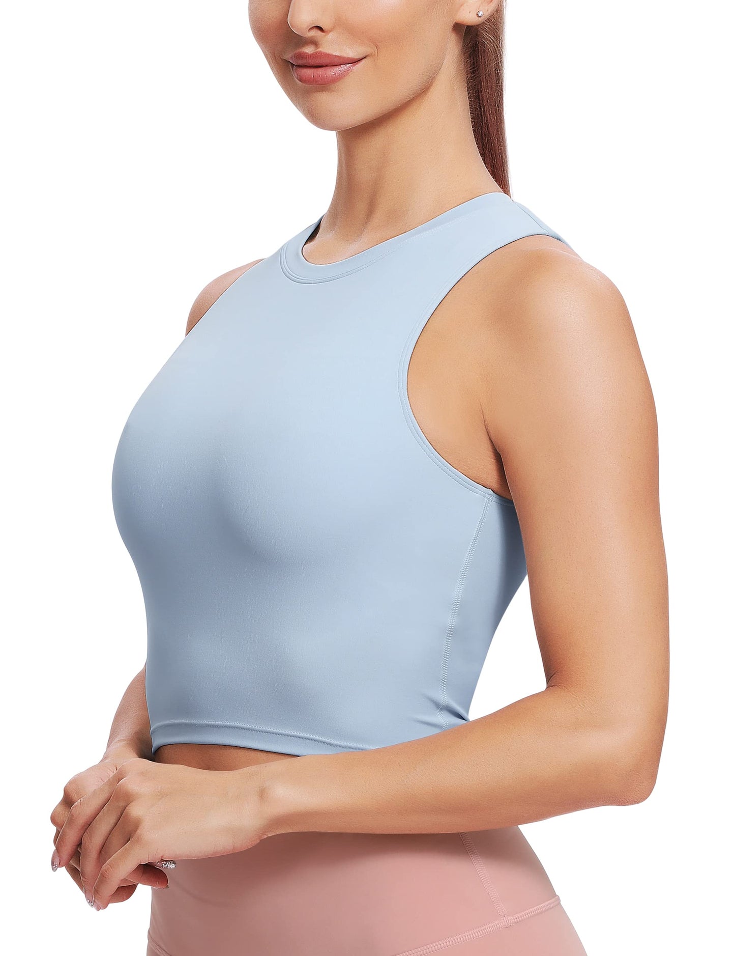Natural Feelings Nudi Sports Bras for Women Removable Padded Yoga Tank Tops Sleeveless Fitness Workout Crop Tops