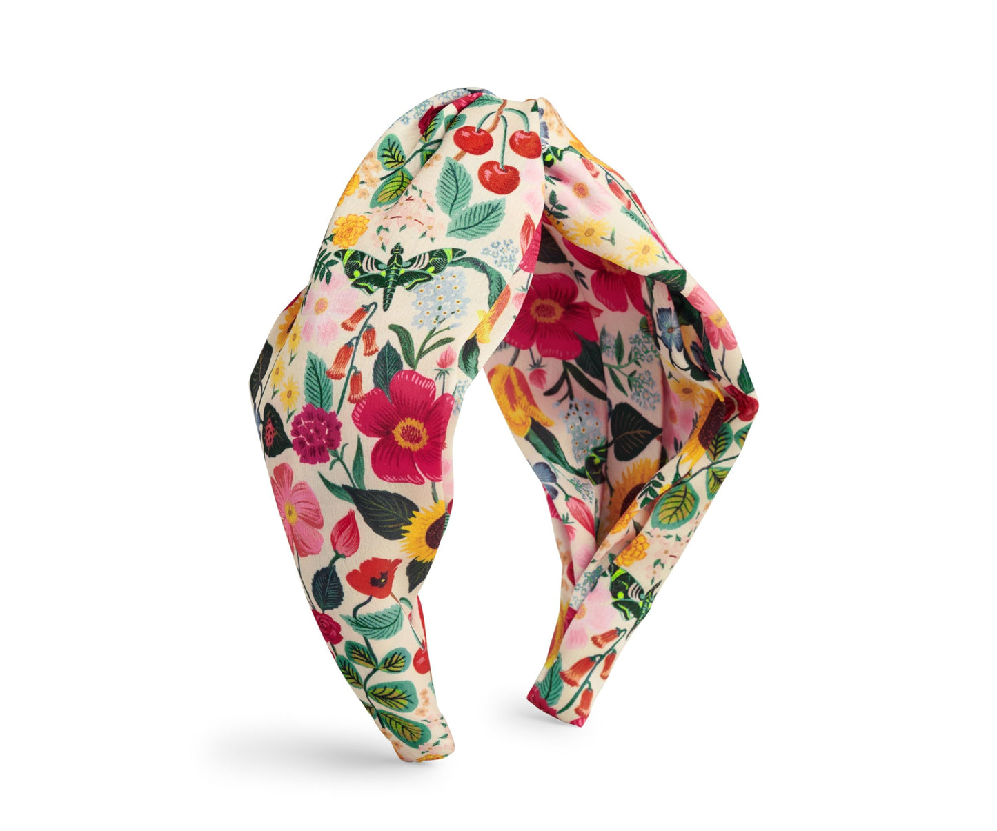 RIFLE PAPER CO. Garden Party Knotted Fabric Headband | Signature Bright Floral Pattern, Top Off Your Outfit. Covered Plastic Band Durable for Everyday Use (Gift for Mom, Teen, Girl)