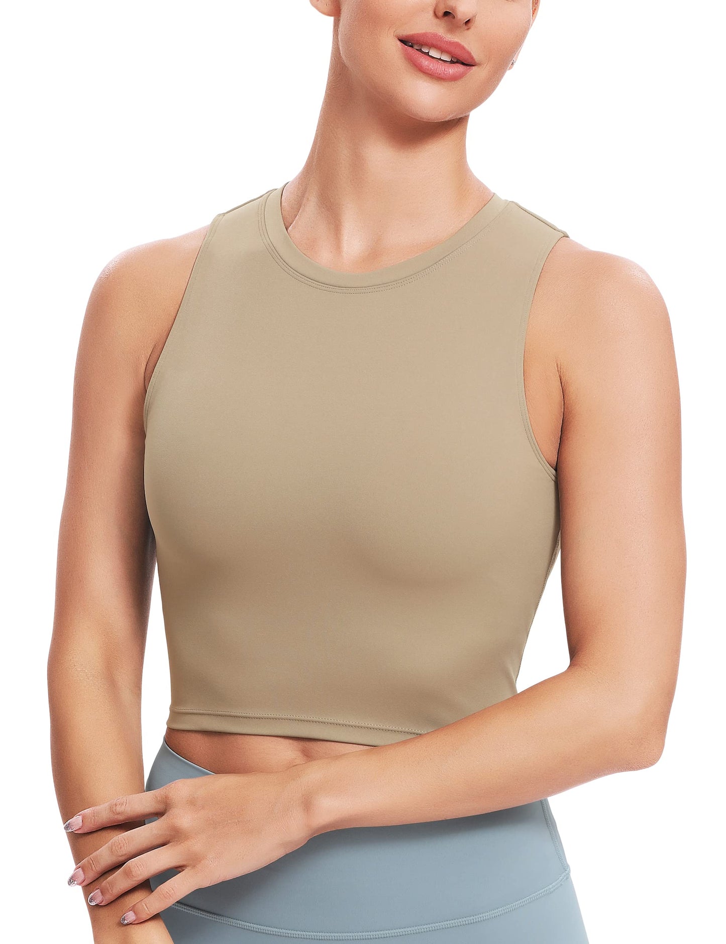 Natural Feelings Nudi Sports Bras for Women Removable Padded Yoga Tank Tops Sleeveless Fitness Workout Crop Tops