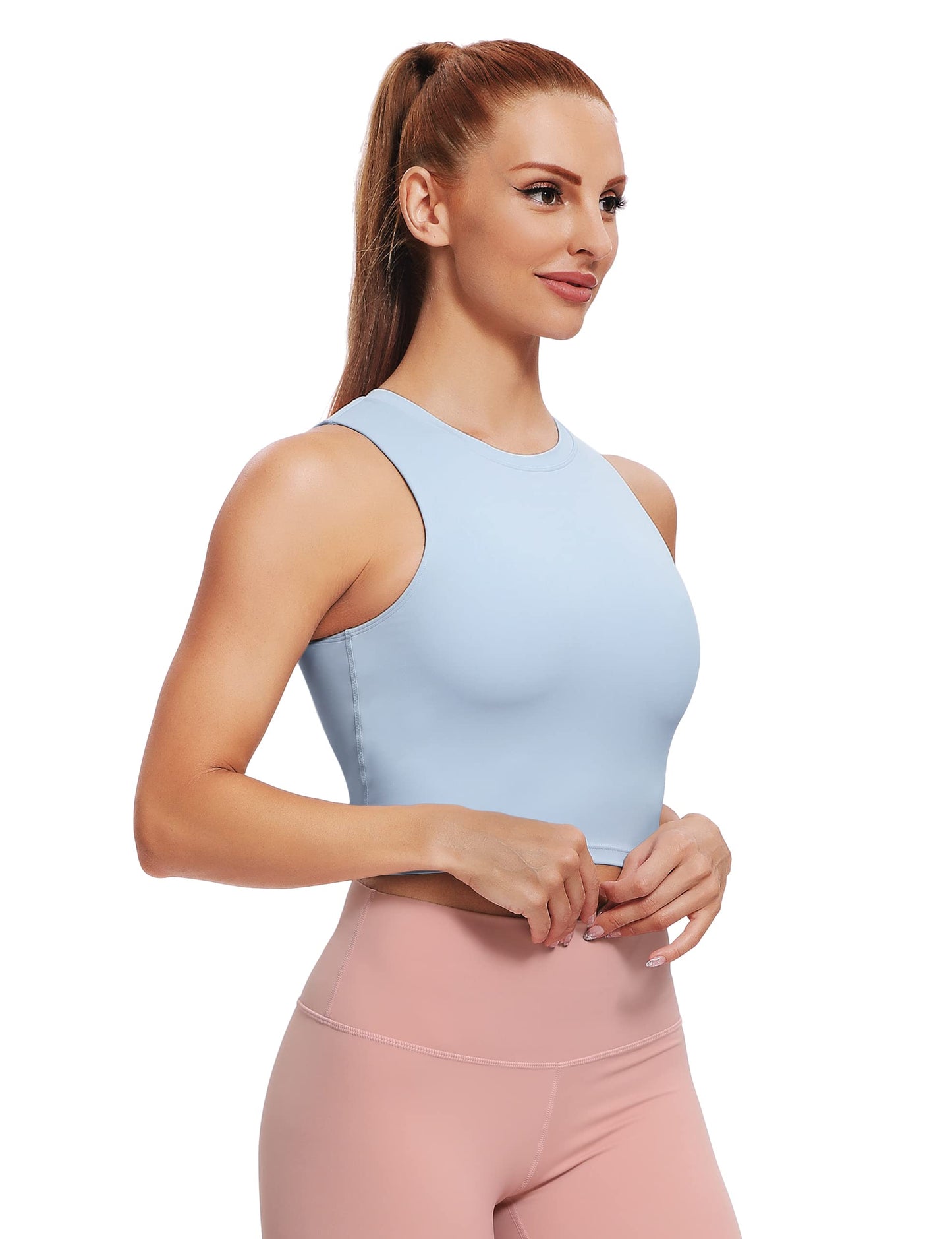 Natural Feelings Nudi Sports Bras for Women Removable Padded Yoga Tank Tops Sleeveless Fitness Workout Crop Tops