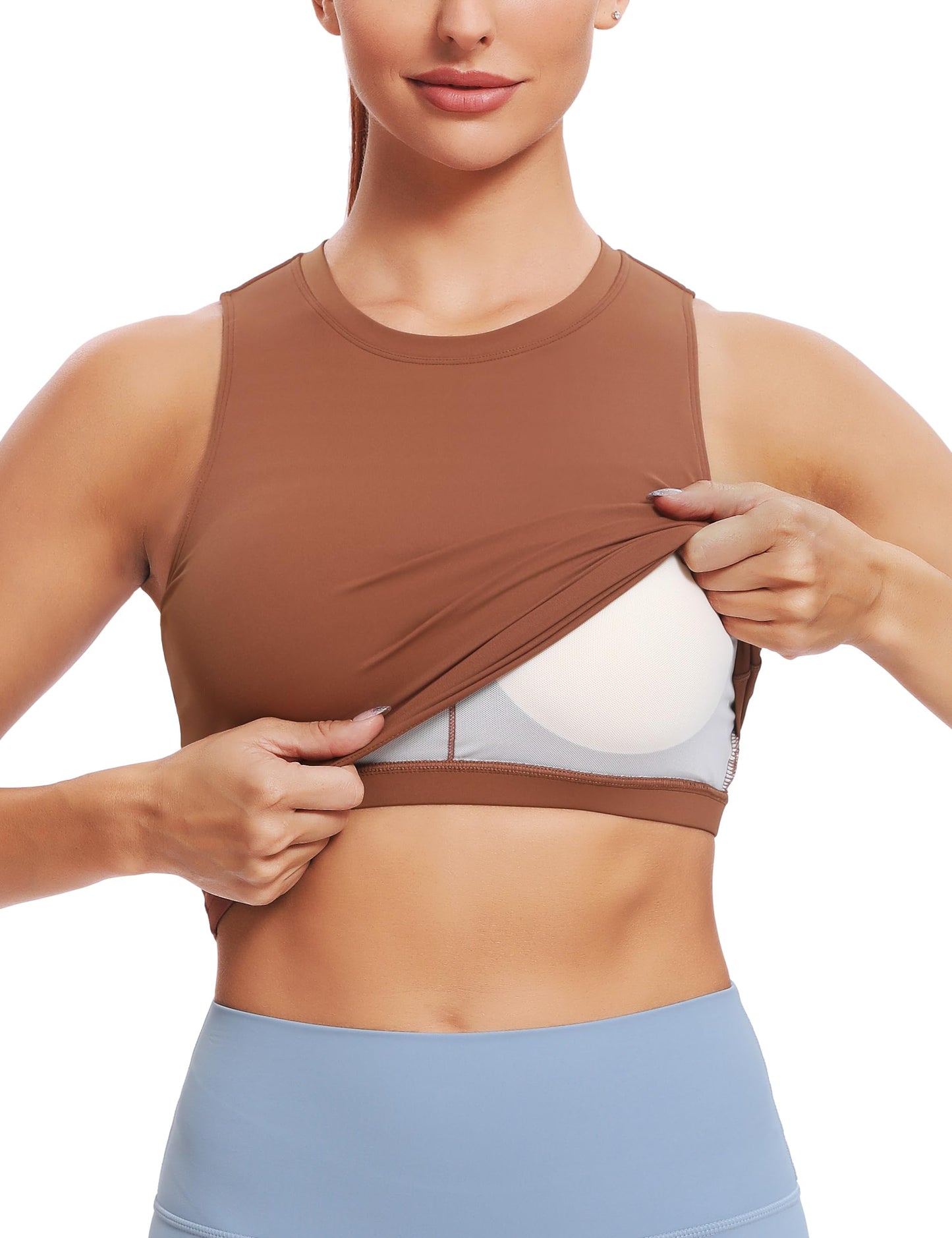 Natural Feelings Nudi Sports Bras for Women Removable Padded Yoga Tank Tops Sleeveless Fitness Workout Crop Tops