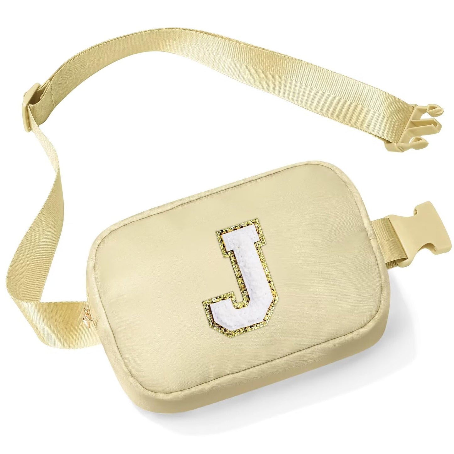 Initial Belt Bag - Crossbody Bags Women - Fanny Packs for Women Cross Body Bag White Small Waist Packs Travel Everywhere Belt Bag Monogram Crossbody Bag M