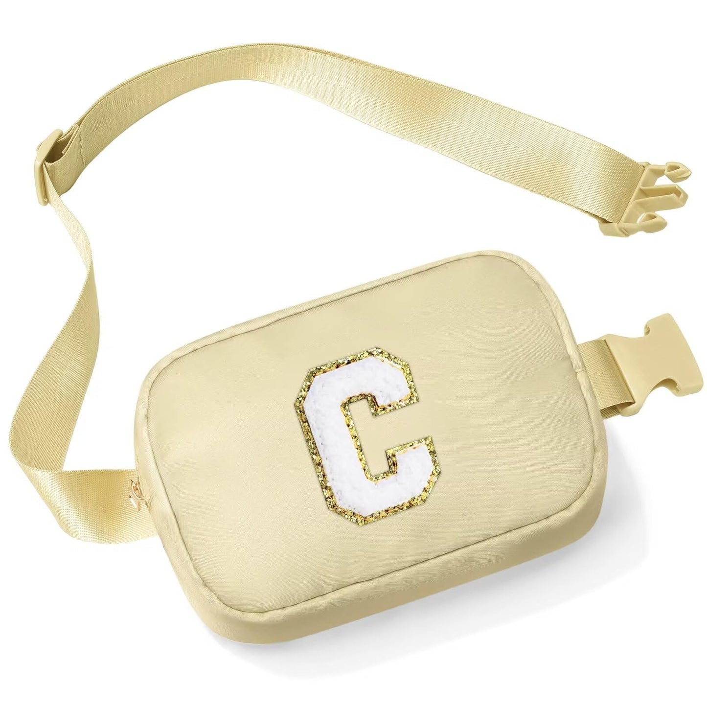 Initial Belt Bag - Crossbody Bags Women - Fanny Packs for Women Cross Body Bag White Small Waist Packs Travel Everywhere Belt Bag Monogram Crossbody Bag M