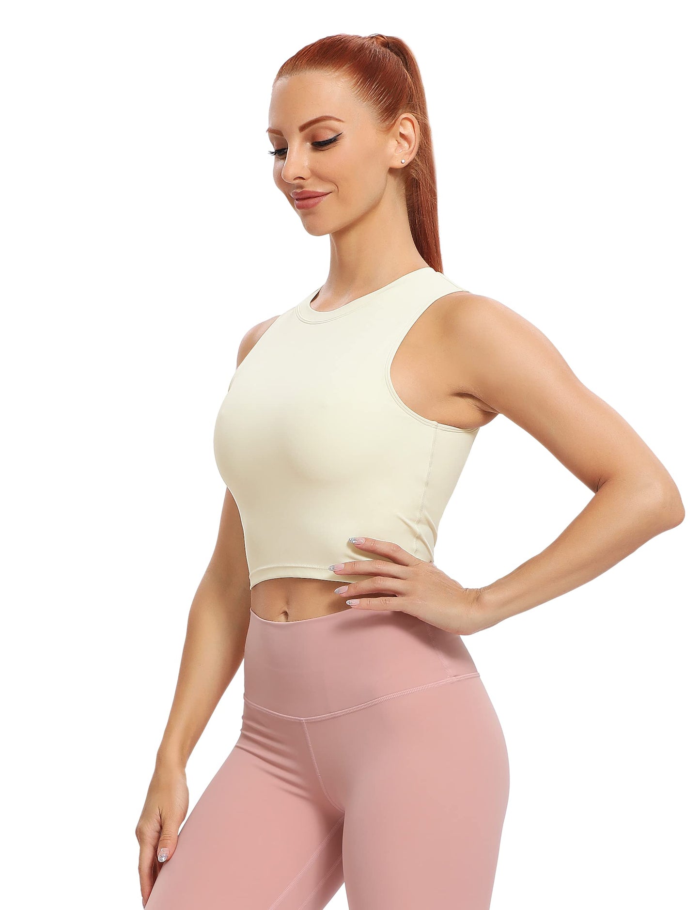 Natural Feelings Nudi Sports Bras for Women Removable Padded Yoga Tank Tops Sleeveless Fitness Workout Crop Tops