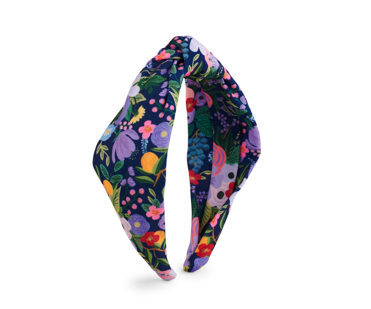 RIFLE PAPER CO. Garden Party Knotted Fabric Headband | Signature Bright Floral Pattern, Top Off Your Outfit. Covered Plastic Band Durable for Everyday Use (Gift for Mom, Teen, Girl)