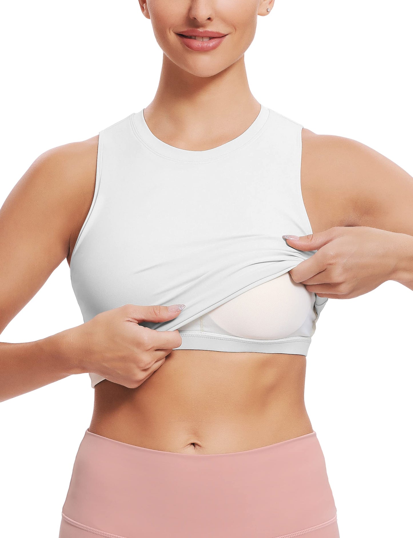 Natural Feelings Nudi Sports Bras for Women Removable Padded Yoga Tank Tops Sleeveless Fitness Workout Crop Tops