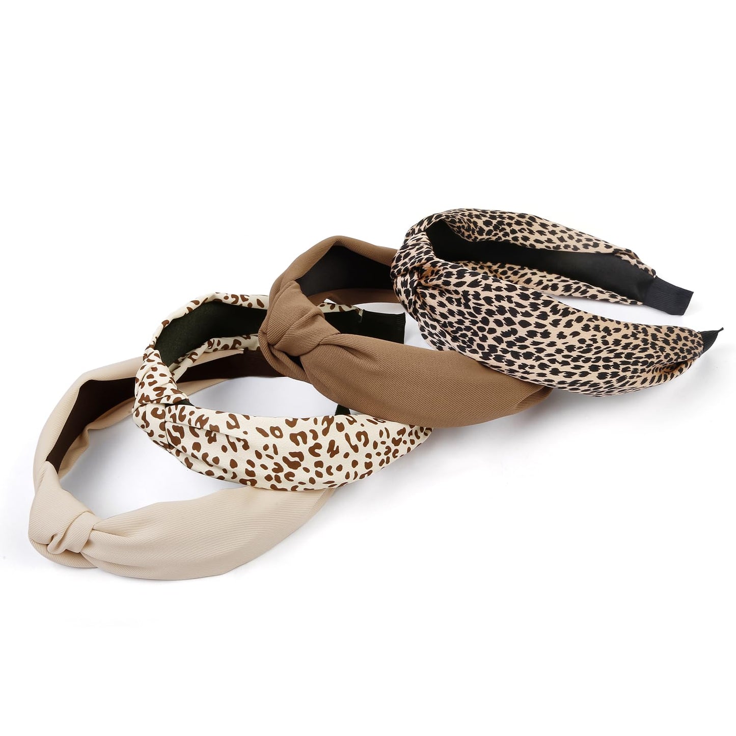 Knotted Headbands for Women Non Slip Fashion Women Headbands for Hair Cute Hairband for Women's Hair Wide Top Knot Hair Hoops for Girls Black White Leopard Head Band Trendy Hair Accessories for Women