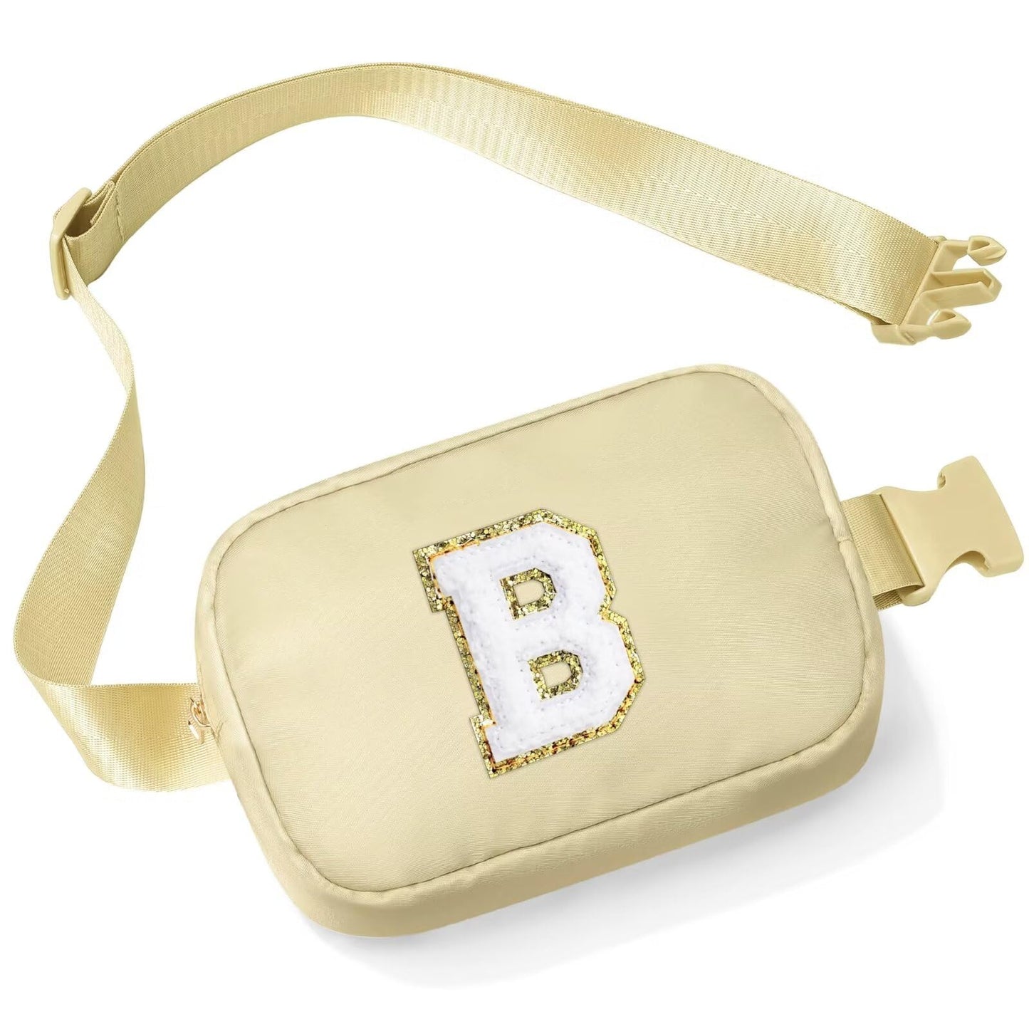 Initial Belt Bag - Crossbody Bags Women - Fanny Packs for Women Cross Body Bag White Small Waist Packs Travel Everywhere Belt Bag Monogram Crossbody Bag M