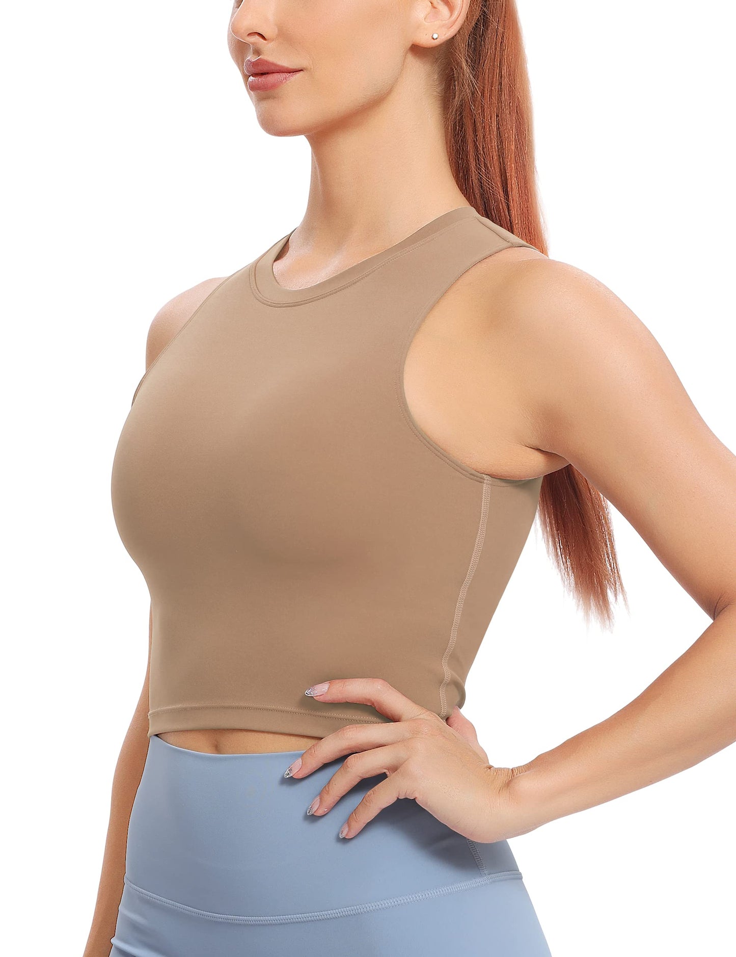 Natural Feelings Nudi Sports Bras for Women Removable Padded Yoga Tank Tops Sleeveless Fitness Workout Crop Tops
