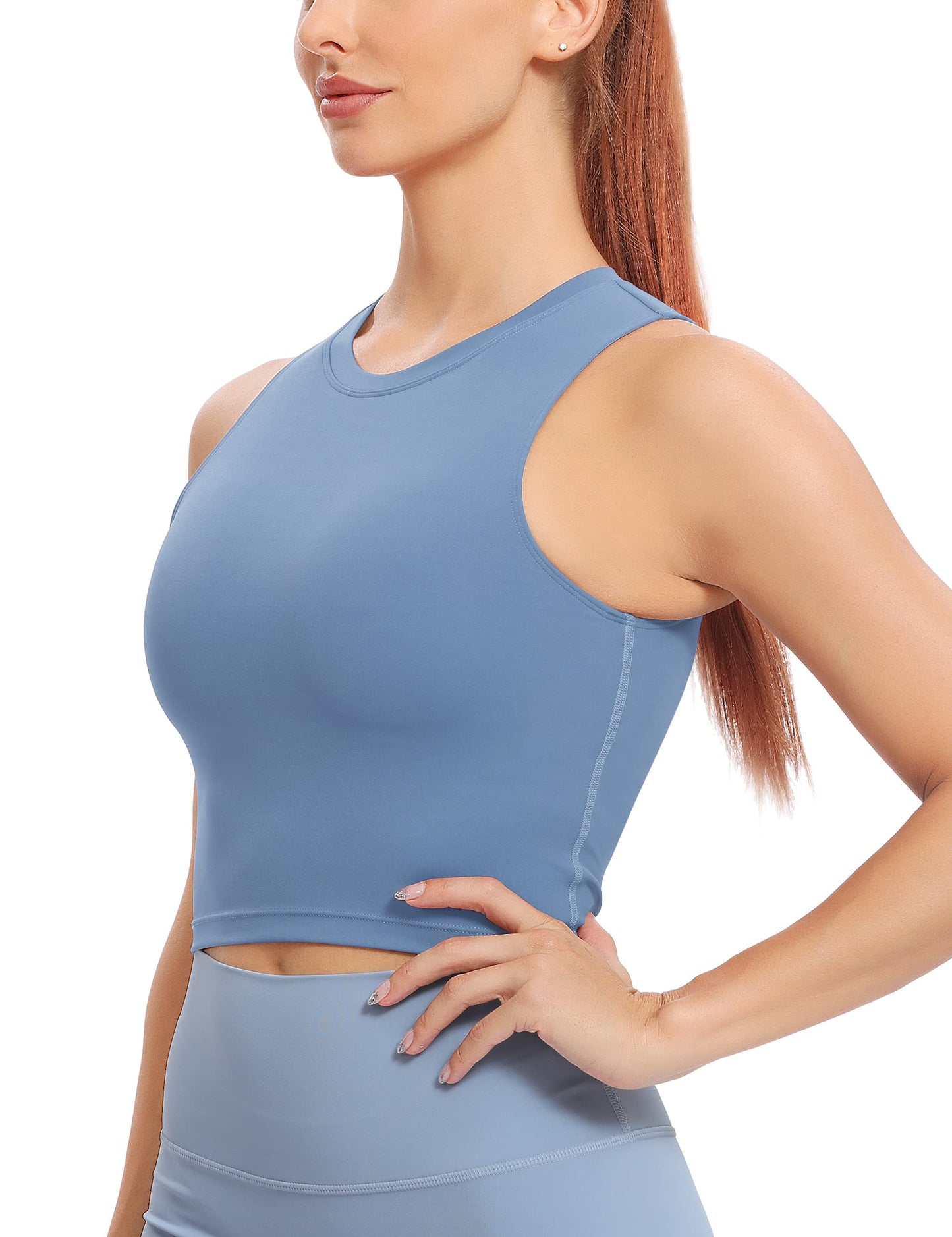 Natural Feelings Nudi Sports Bras for Women Removable Padded Yoga Tank Tops Sleeveless Fitness Workout Crop Tops