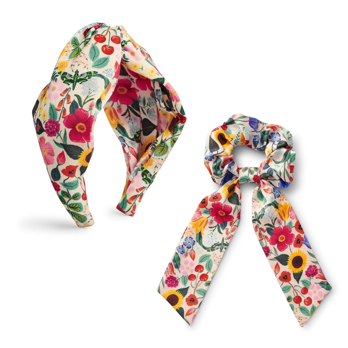 RIFLE PAPER CO. Garden Party Knotted Fabric Headband | Signature Bright Floral Pattern, Top Off Your Outfit. Covered Plastic Band Durable for Everyday Use (Gift for Mom, Teen, Girl)