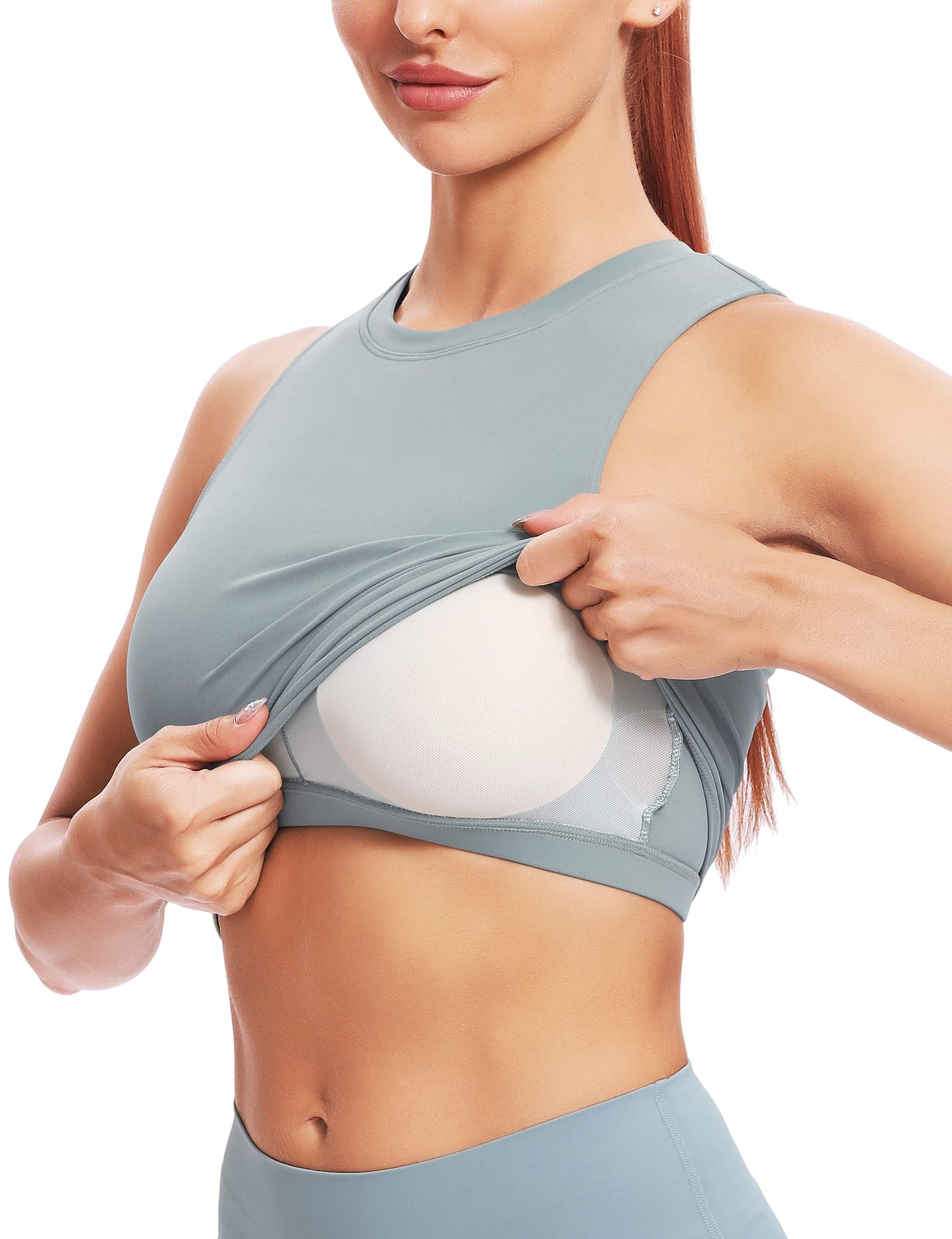 Natural Feelings Nudi Sports Bras for Women Removable Padded Yoga Tank Tops Sleeveless Fitness Workout Crop Tops