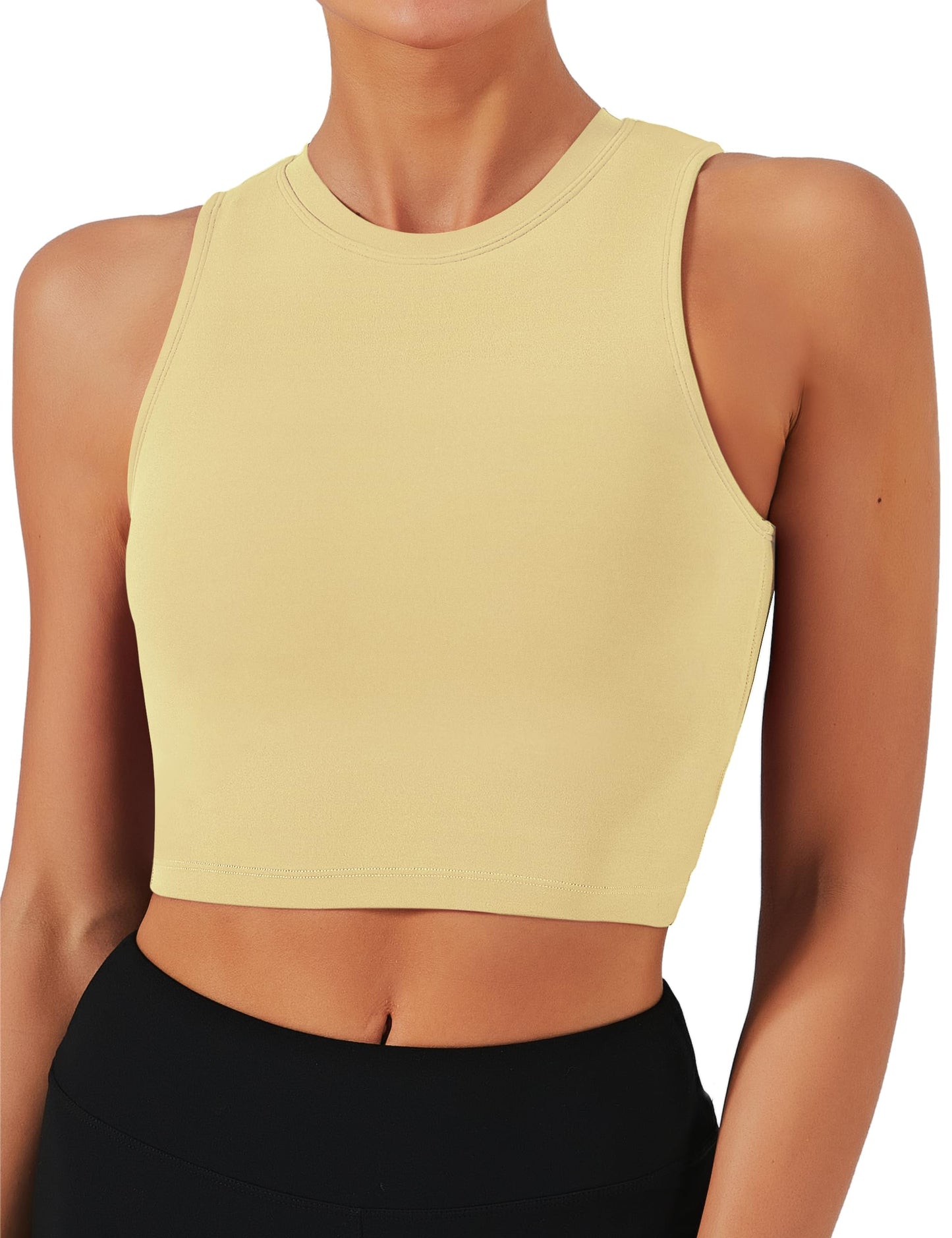 Natural Feelings Nudi Sports Bras for Women Removable Padded Yoga Tank Tops Sleeveless Fitness Workout Crop Tops