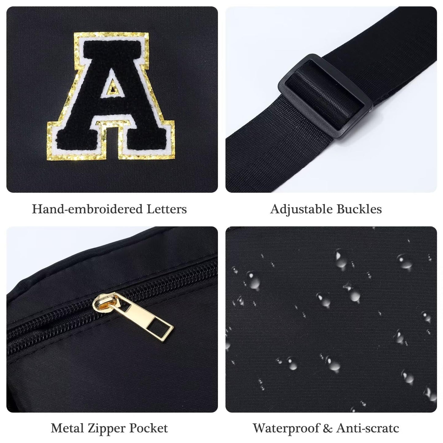 Initial Belt Bag - Crossbody Bags Women - Fanny Packs for Women Cross Body Bag White Small Waist Packs Travel Everywhere Belt Bag Monogram Crossbody Bag M