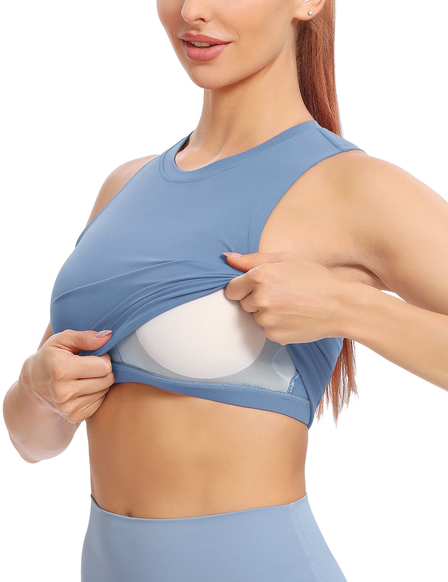 Natural Feelings Nudi Sports Bras for Women Removable Padded Yoga Tank Tops Sleeveless Fitness Workout Crop Tops