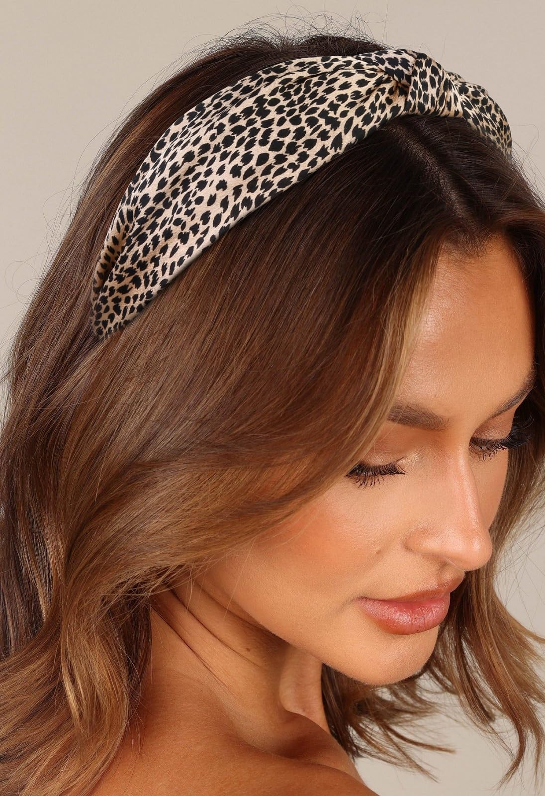 Knotted Headbands for Women Non Slip Fashion Women Headbands for Hair Cute Hairband for Women's Hair Wide Top Knot Hair Hoops for Girls Black White Leopard Head Band Trendy Hair Accessories for Women