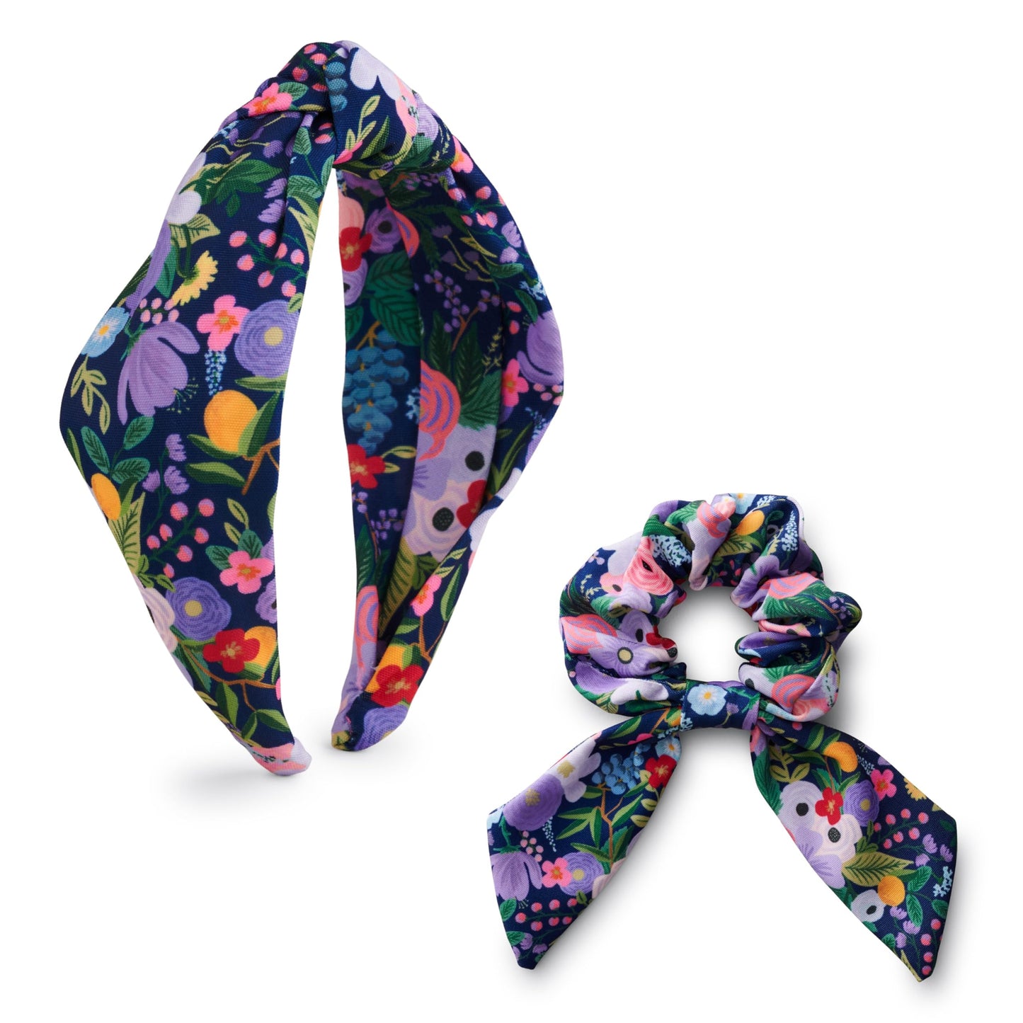RIFLE PAPER CO. Garden Party Knotted Fabric Headband | Signature Bright Floral Pattern, Top Off Your Outfit. Covered Plastic Band Durable for Everyday Use (Gift for Mom, Teen, Girl)
