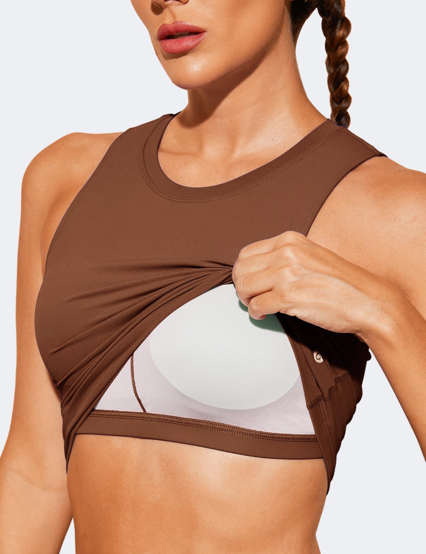 Natural Feelings Nudi Sports Bras for Women Removable Padded Yoga Tank Tops Sleeveless Fitness Workout Crop Tops