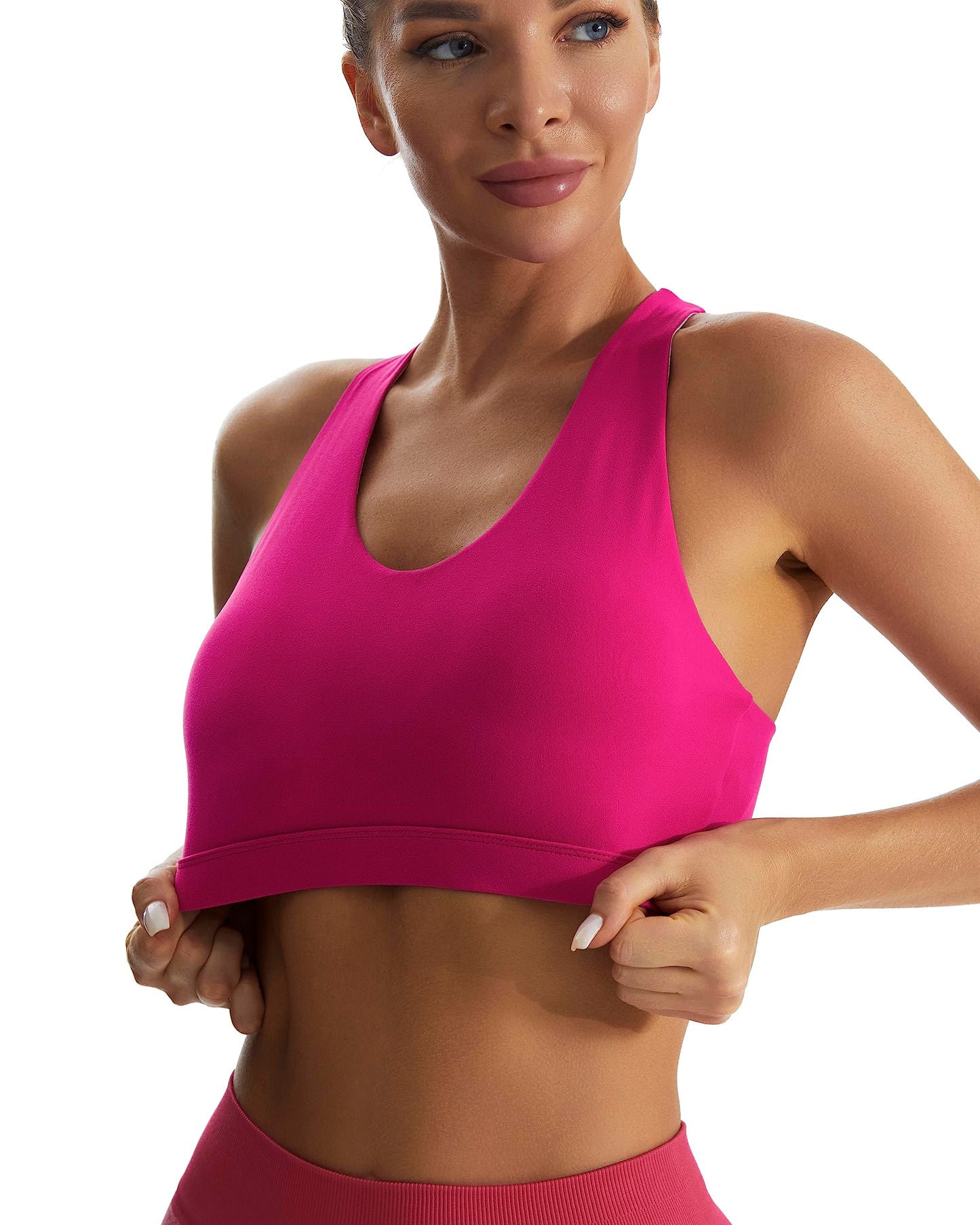 RUNNING GIRL Sports Bra for Women, Criss-Cross Back Padded Strappy Sports Bras Medium Support Yoga Bra with Removable Cups