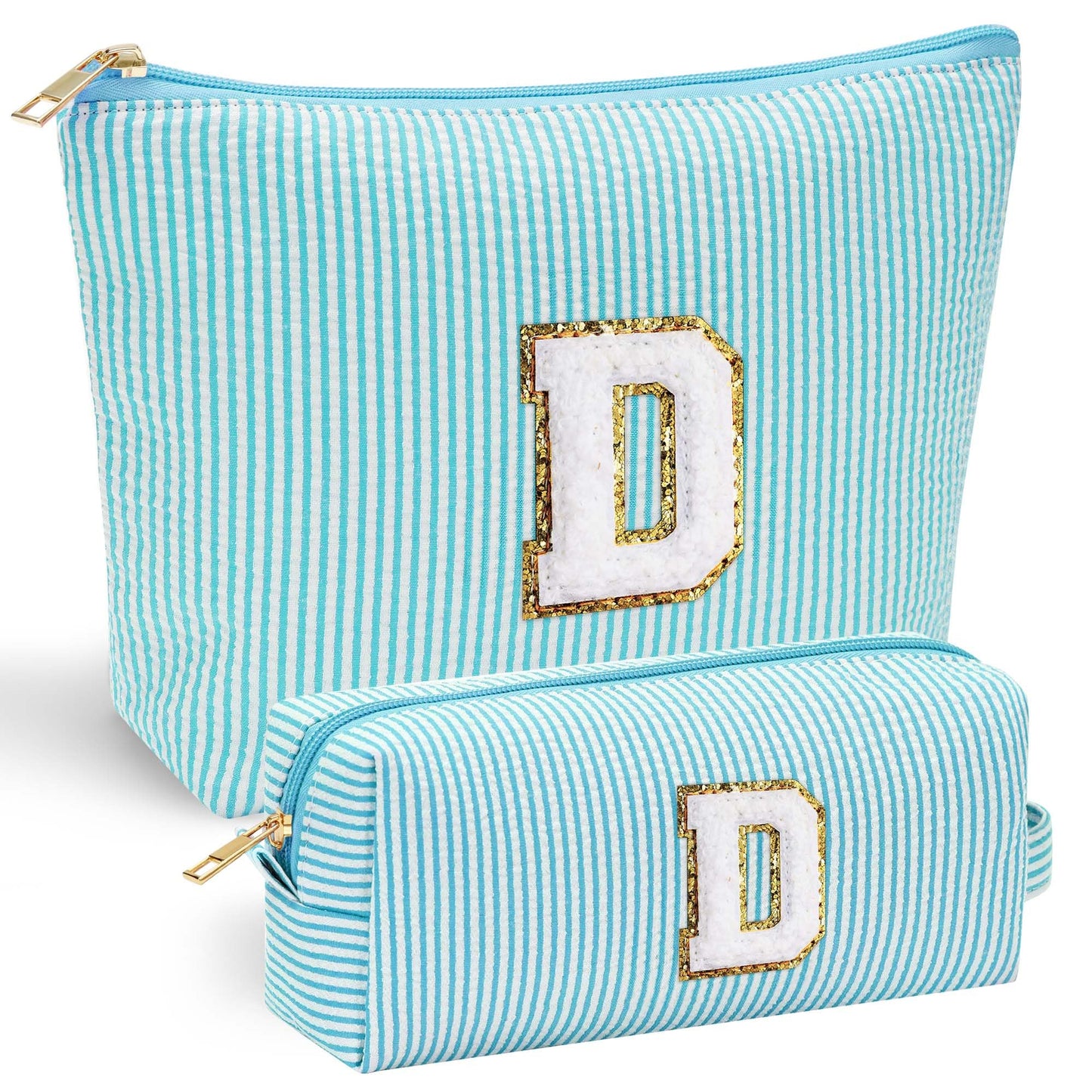 Initial Makeup Bag, Makeup Bag Travel Cosmetic Bag Cute Makeup Bag Personalized Engagement Bridesmaid Best Friend Birthday Gifts for Women Hostess Gifts for Her Friend Female Preppy Stuff M
