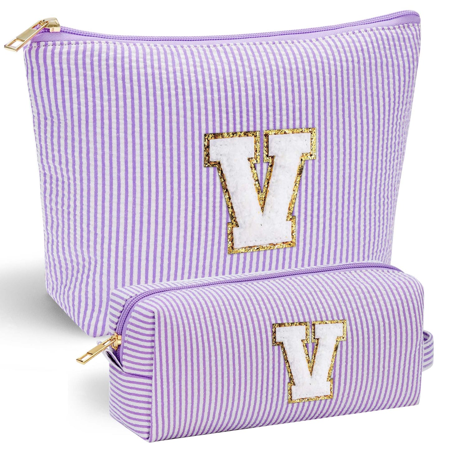 Initial Makeup Bag, Makeup Bag Travel Cosmetic Bag Cute Makeup Bag Personalized Engagement Bridesmaid Best Friend Birthday Gifts for Women Hostess Gifts for Her Friend Female Preppy Stuff M