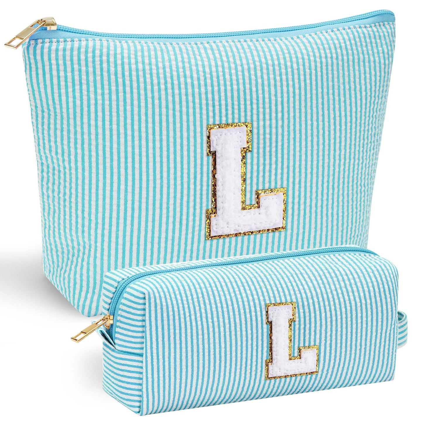 Initial Makeup Bag, Makeup Bag Travel Cosmetic Bag Cute Makeup Bag Personalized Engagement Bridesmaid Best Friend Birthday Gifts for Women Hostess Gifts for Her Friend Female Preppy Stuff M
