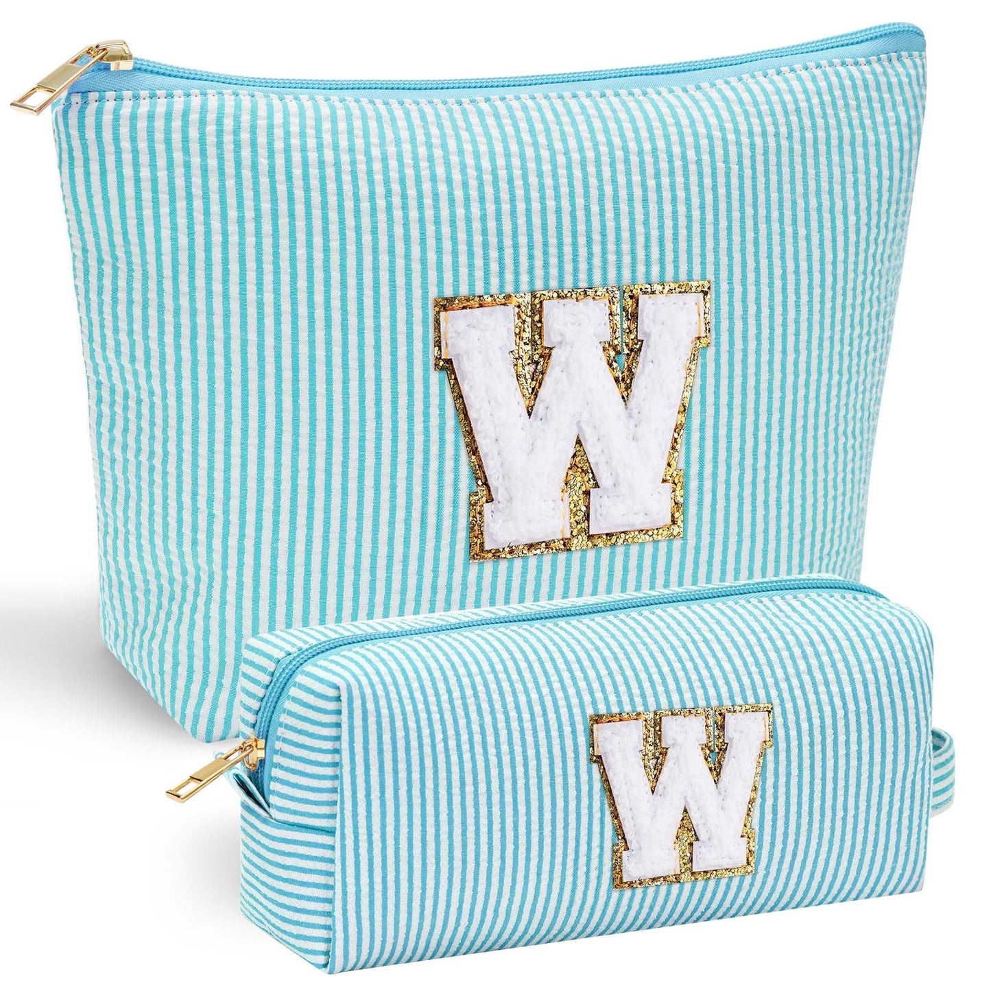 Initial Makeup Bag, Makeup Bag Travel Cosmetic Bag Cute Makeup Bag Personalized Engagement Bridesmaid Best Friend Birthday Gifts for Women Hostess Gifts for Her Friend Female Preppy Stuff M