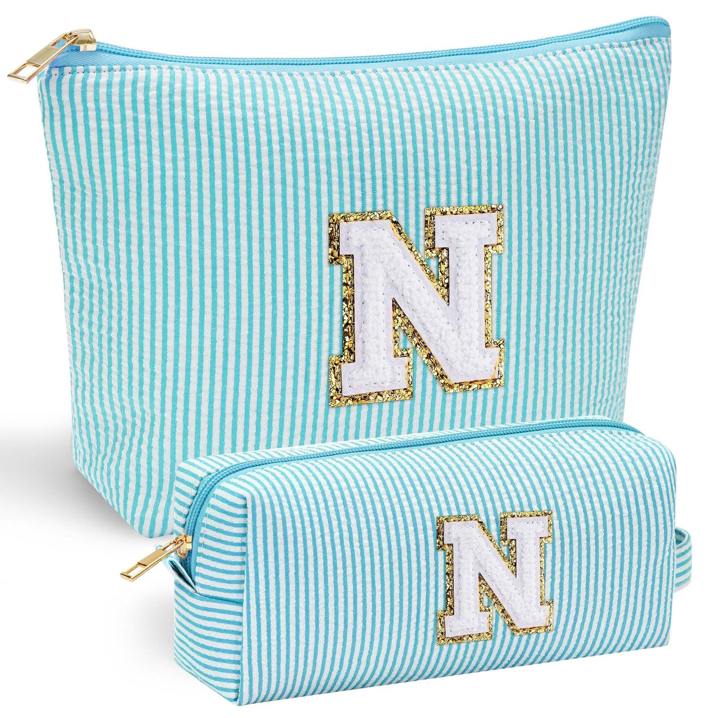 Initial Makeup Bag, Makeup Bag Travel Cosmetic Bag Cute Makeup Bag Personalized Engagement Bridesmaid Best Friend Birthday Gifts for Women Hostess Gifts for Her Friend Female Preppy Stuff M