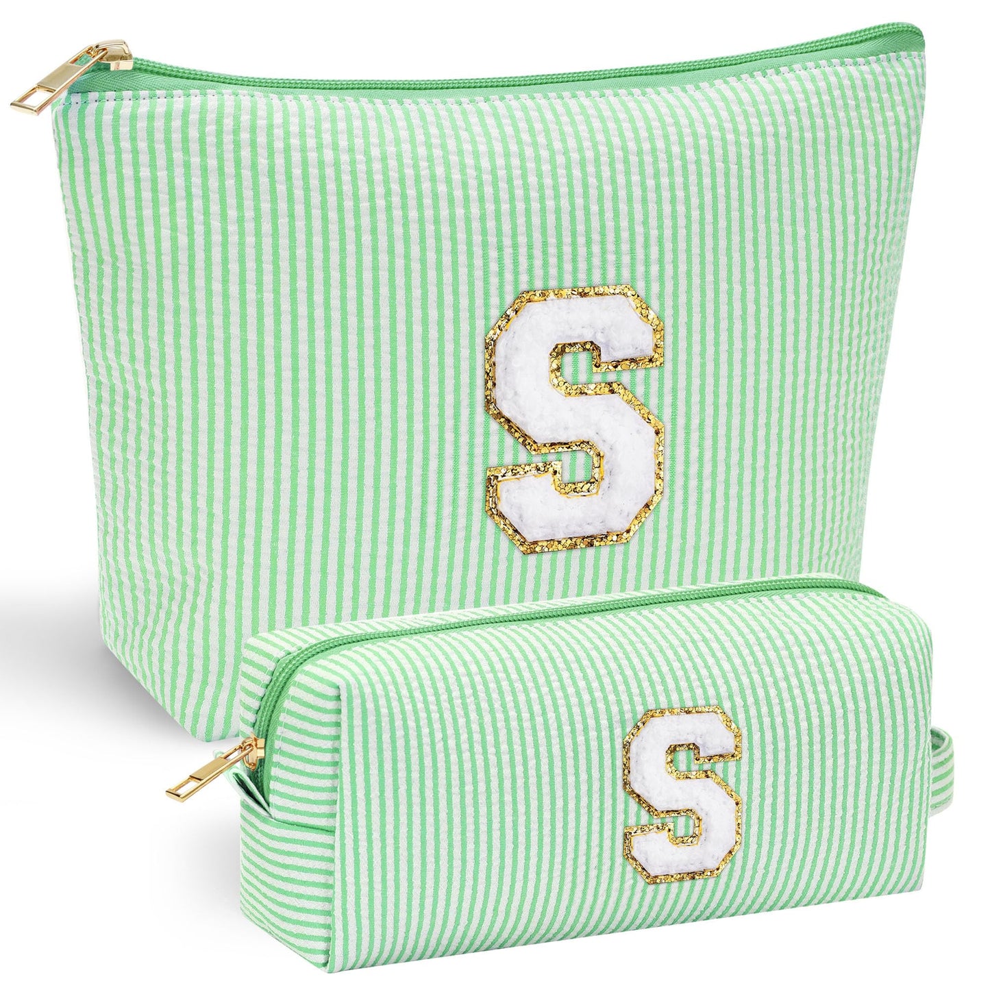 Initial Makeup Bag, Makeup Bag Travel Cosmetic Bag Cute Makeup Bag Personalized Engagement Bridesmaid Best Friend Birthday Gifts for Women Hostess Gifts for Her Friend Female Preppy Stuff M
