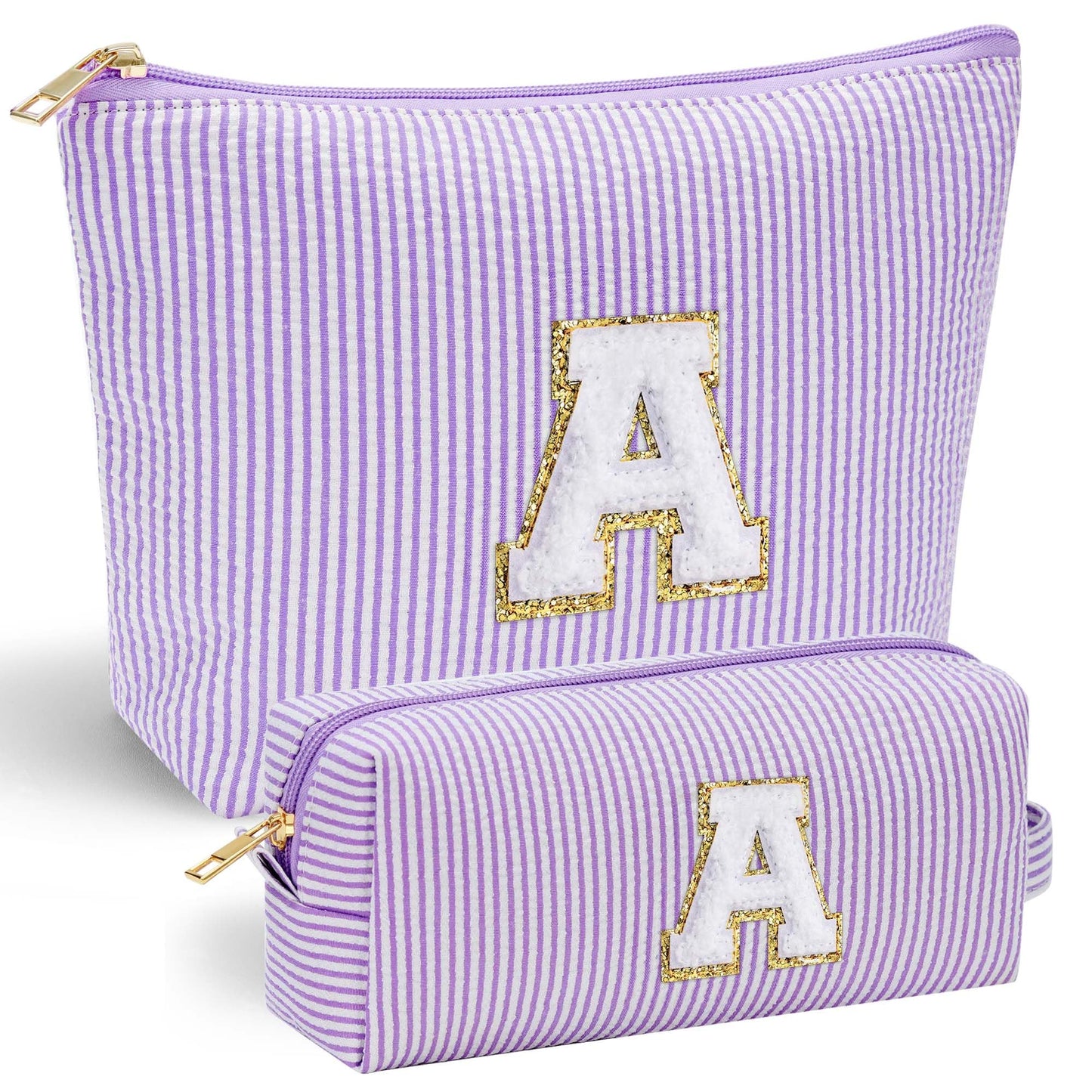 Initial Makeup Bag, Makeup Bag Travel Cosmetic Bag Cute Makeup Bag Personalized Engagement Bridesmaid Best Friend Birthday Gifts for Women Hostess Gifts for Her Friend Female Preppy Stuff M