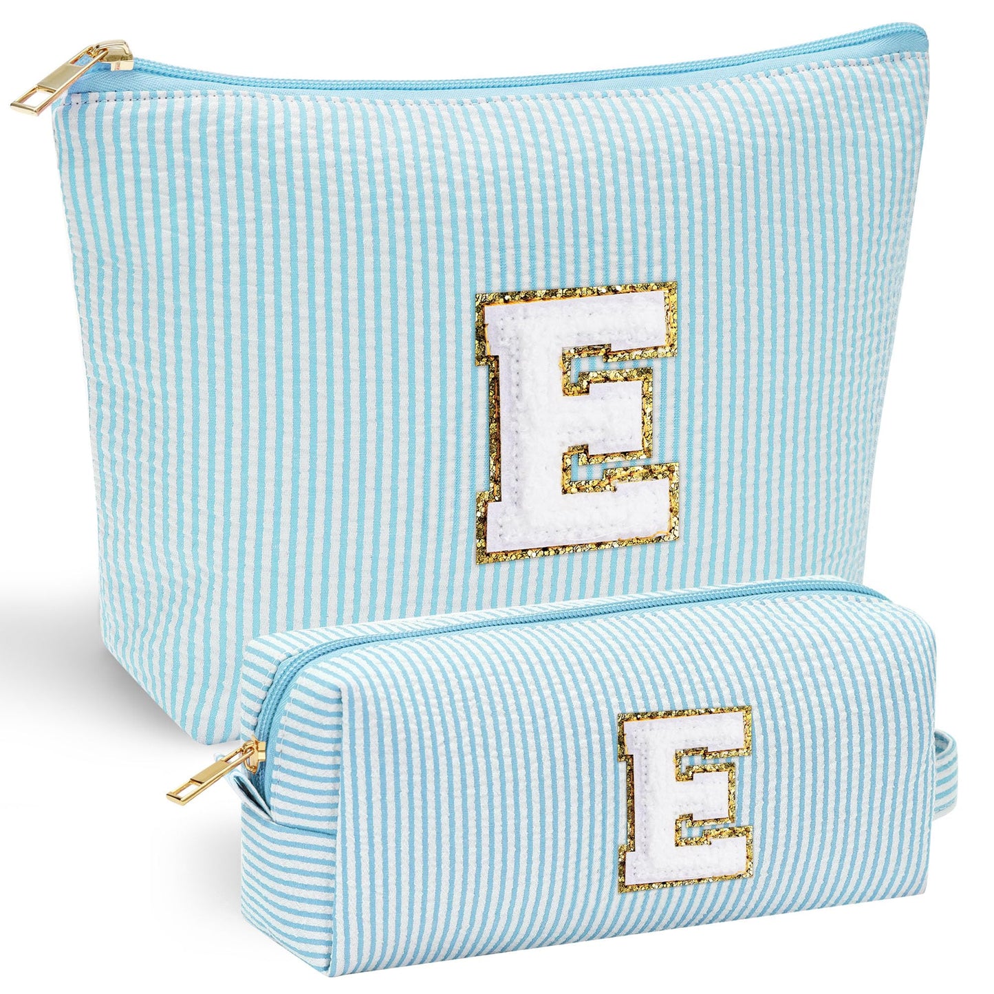 Initial Makeup Bag, Makeup Bag Travel Cosmetic Bag Cute Makeup Bag Personalized Engagement Bridesmaid Best Friend Birthday Gifts for Women Hostess Gifts for Her Friend Female Preppy Stuff M