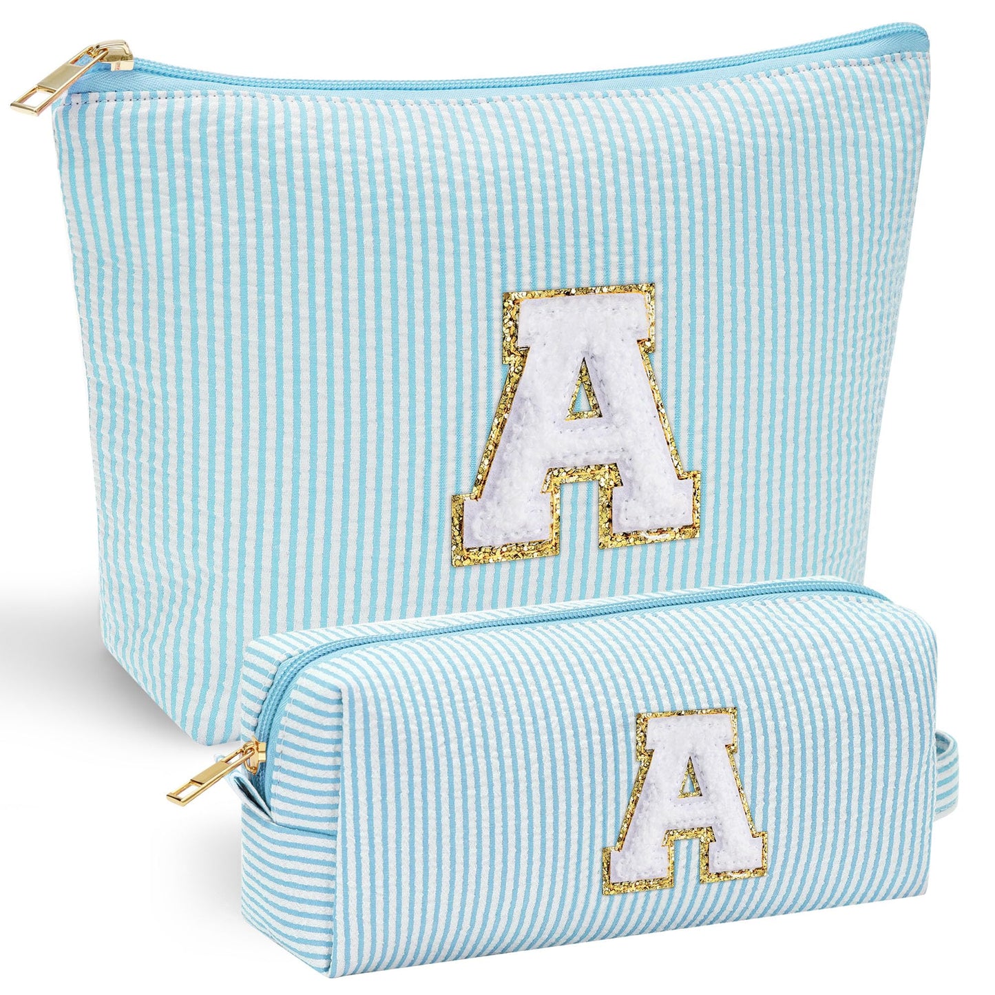 Initial Makeup Bag, Makeup Bag Travel Cosmetic Bag Cute Makeup Bag Personalized Engagement Bridesmaid Best Friend Birthday Gifts for Women Hostess Gifts for Her Friend Female Preppy Stuff M
