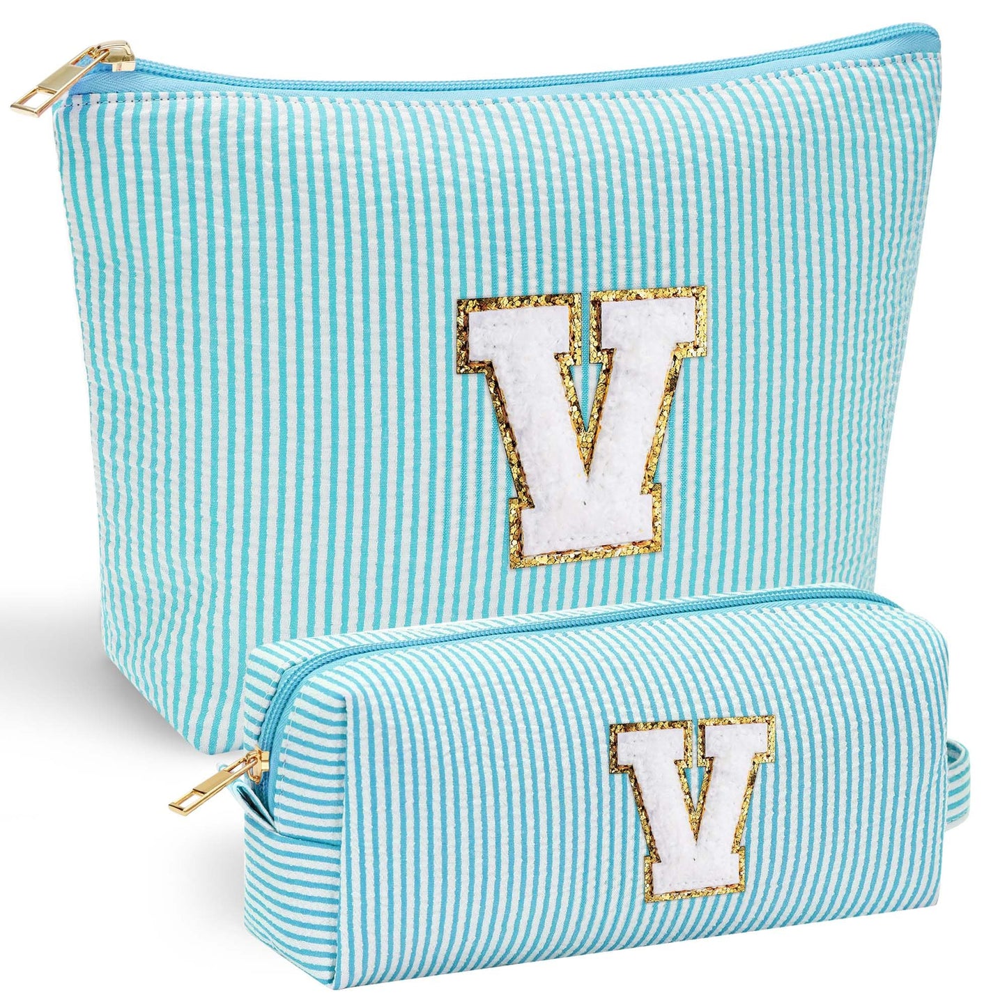 Initial Makeup Bag, Makeup Bag Travel Cosmetic Bag Cute Makeup Bag Personalized Engagement Bridesmaid Best Friend Birthday Gifts for Women Hostess Gifts for Her Friend Female Preppy Stuff M
