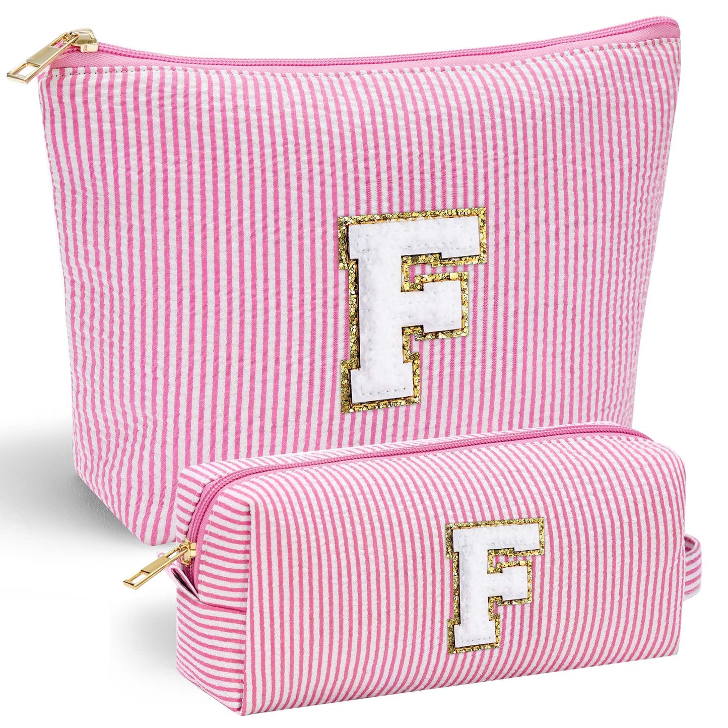 Initial Makeup Bag, Makeup Bag Travel Cosmetic Bag Cute Makeup Bag Personalized Engagement Bridesmaid Best Friend Birthday Gifts for Women Hostess Gifts for Her Friend Female Preppy Stuff M