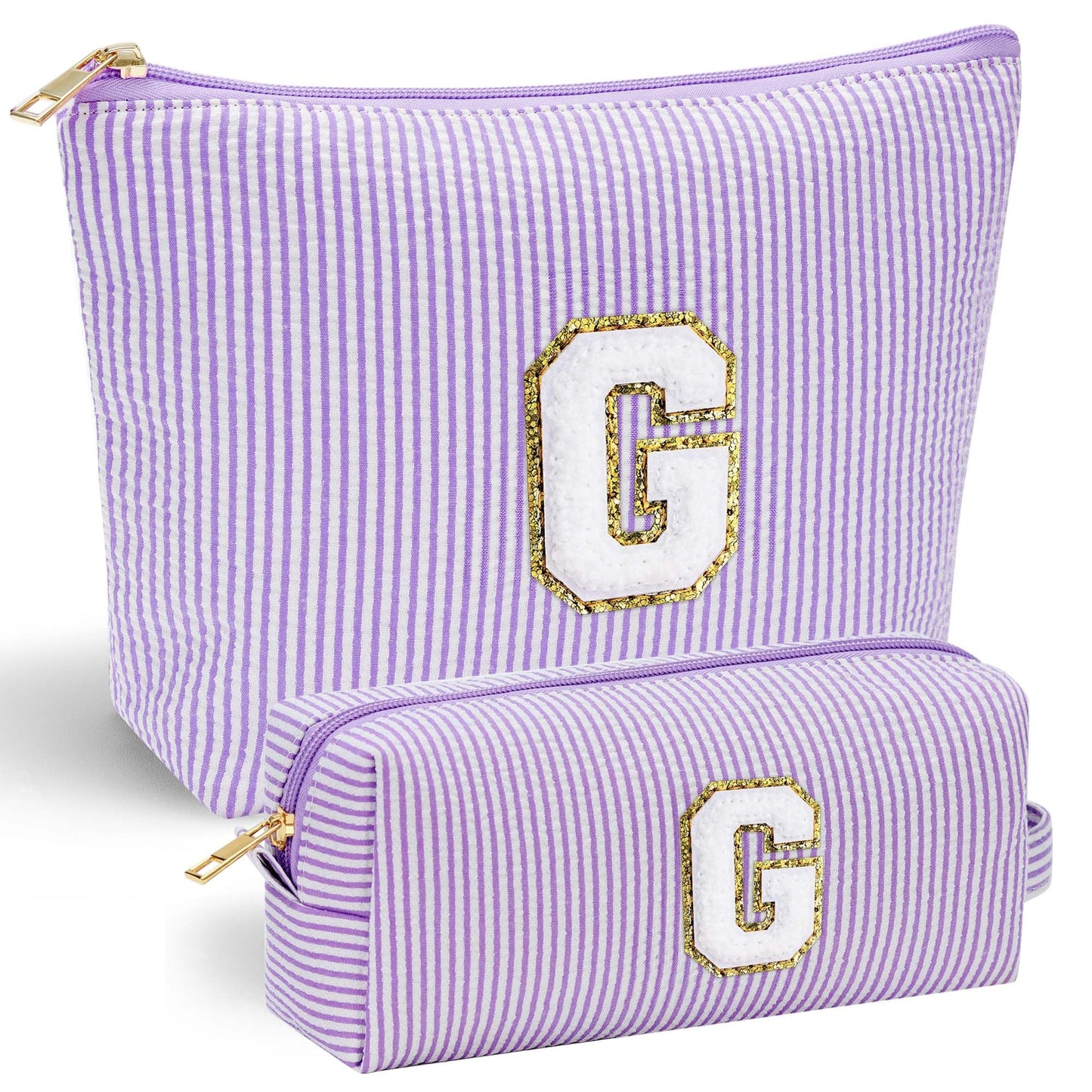 Initial Makeup Bag, Makeup Bag Travel Cosmetic Bag Cute Makeup Bag Personalized Engagement Bridesmaid Best Friend Birthday Gifts for Women Hostess Gifts for Her Friend Female Preppy Stuff M